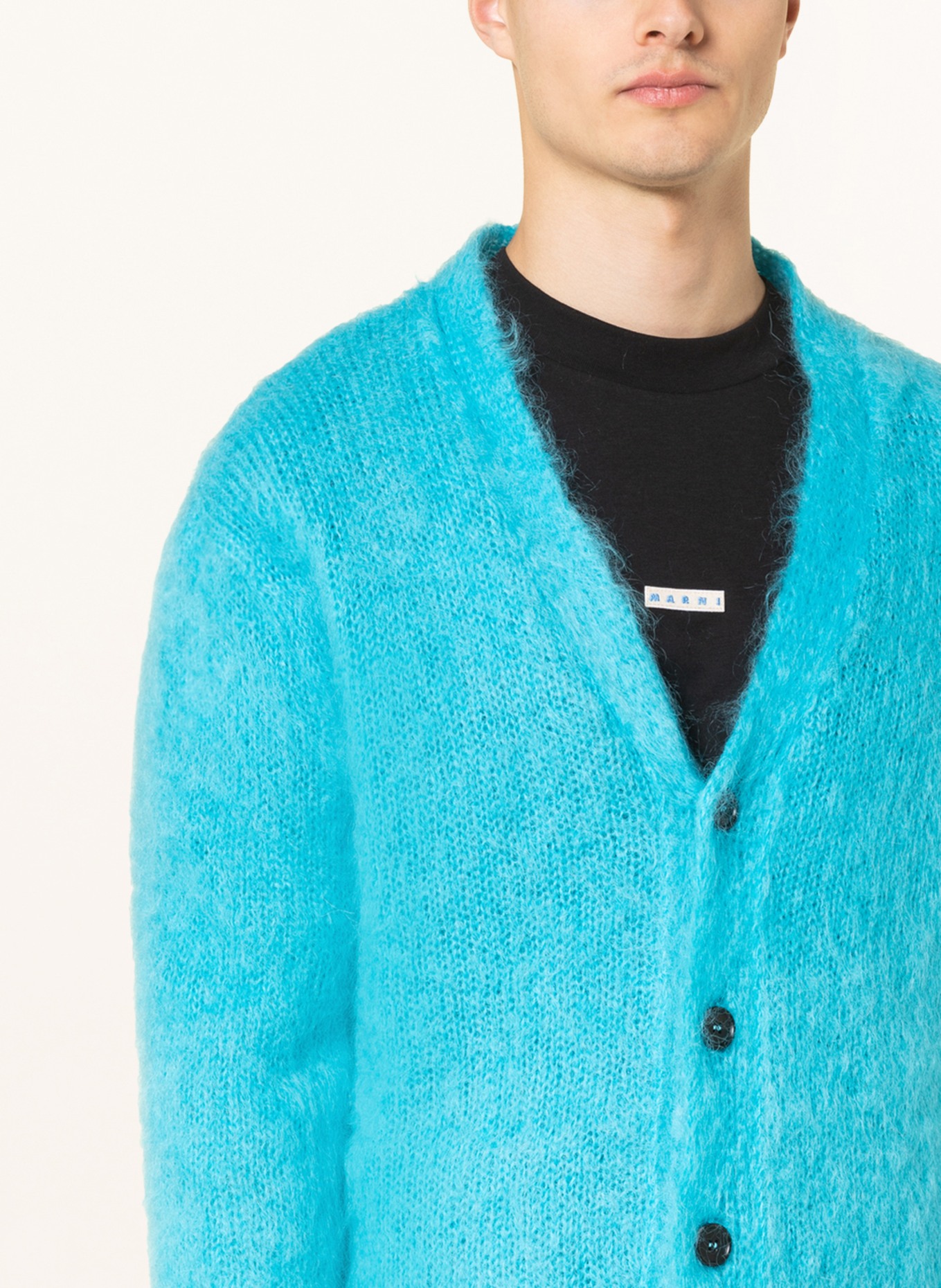 MARNI Oversized cardigan made of mohair, Color: NEON BLUE/ BLACK (Image 5)