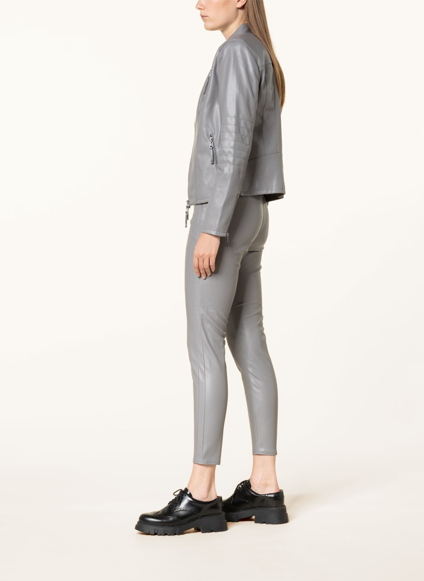 monari Trousers in leather look, Color: GRAY (Image 4)