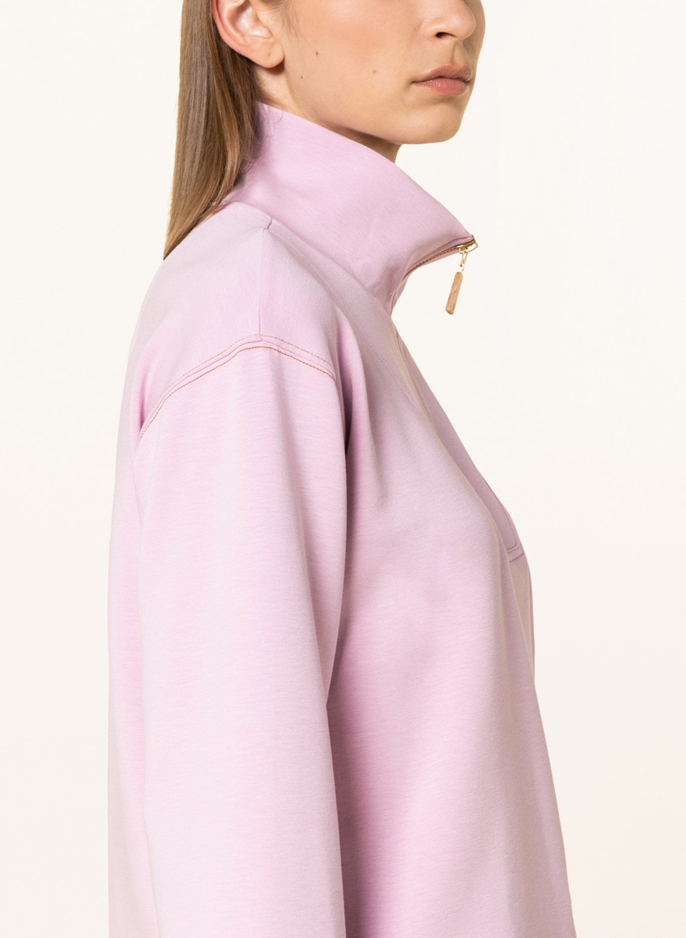 SCOTCH SODA Half zip sweater in sweatshirt fabric in pink