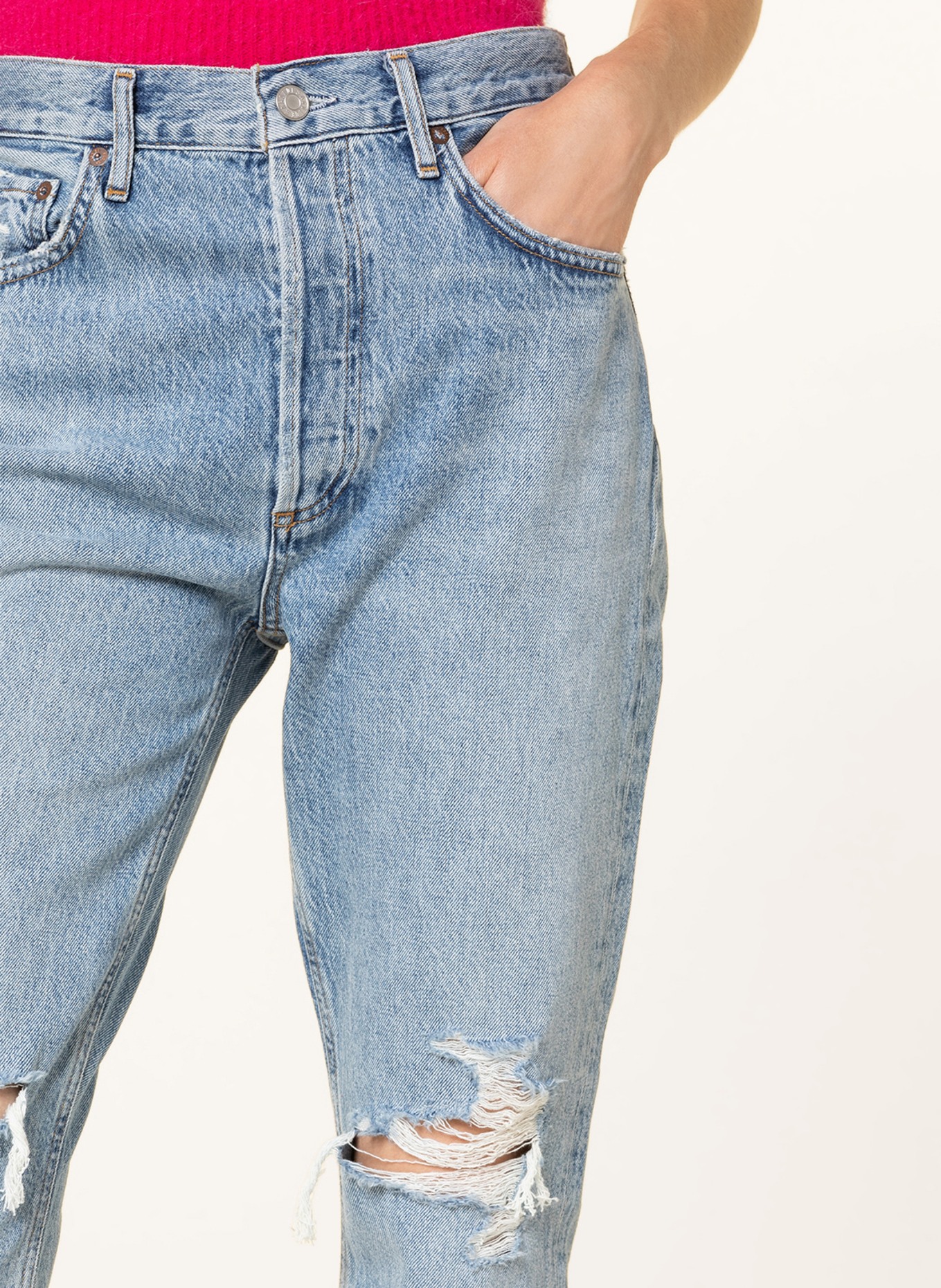 AGOLDE Destroyed Jeans RILEY CROP, Farbe: Blitz med indigo (Bild 5)