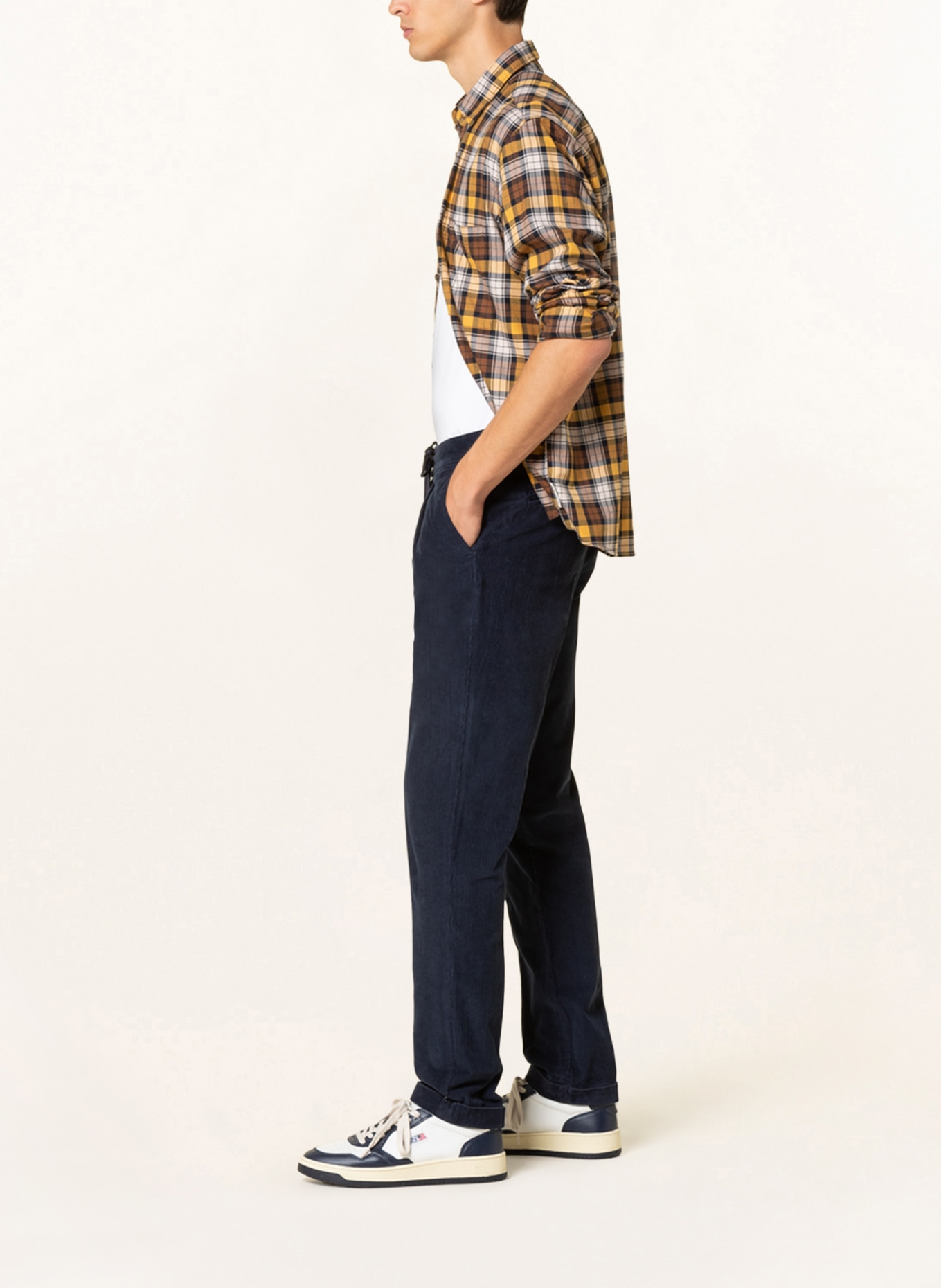STROKESMAN'S Corduroy trousers LEO in jogger style slim fit , Color: DARK BLUE (Image 4)