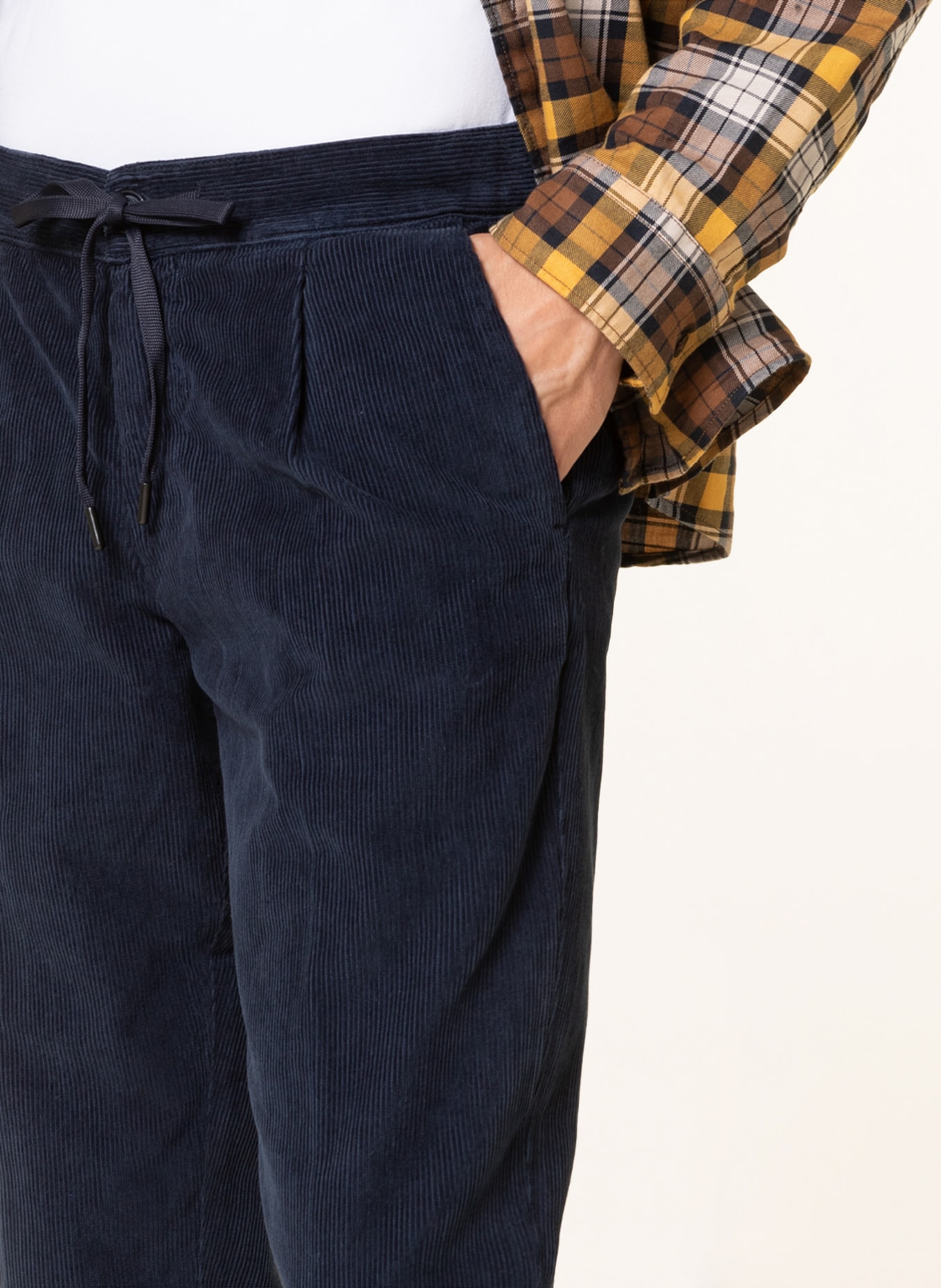 STROKESMAN'S Corduroy trousers LEO in jogger style slim fit , Color: DARK BLUE (Image 5)
