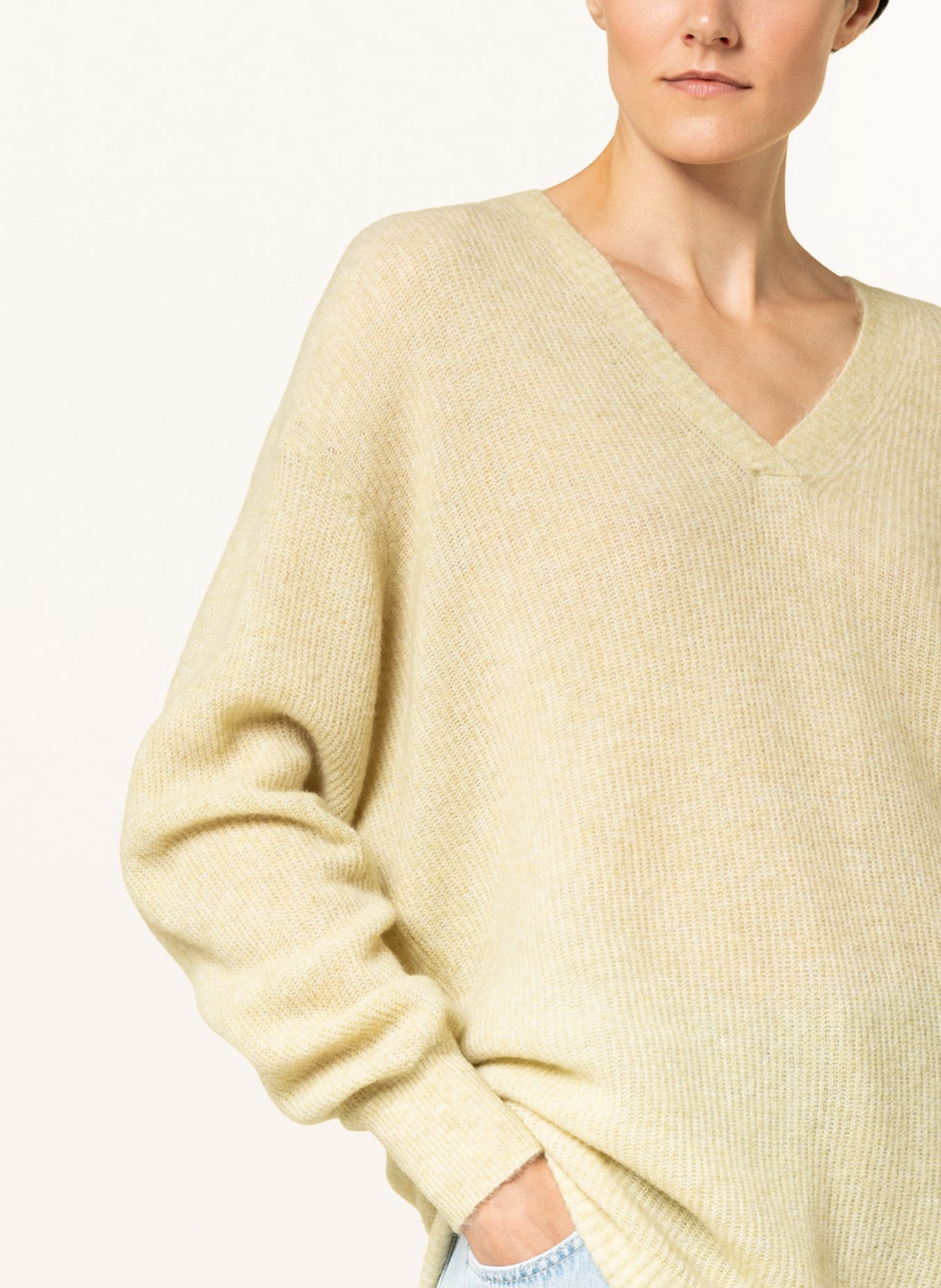 American Vintage Sweater with linen, Color: LIGHT YELLOW (Image 4)