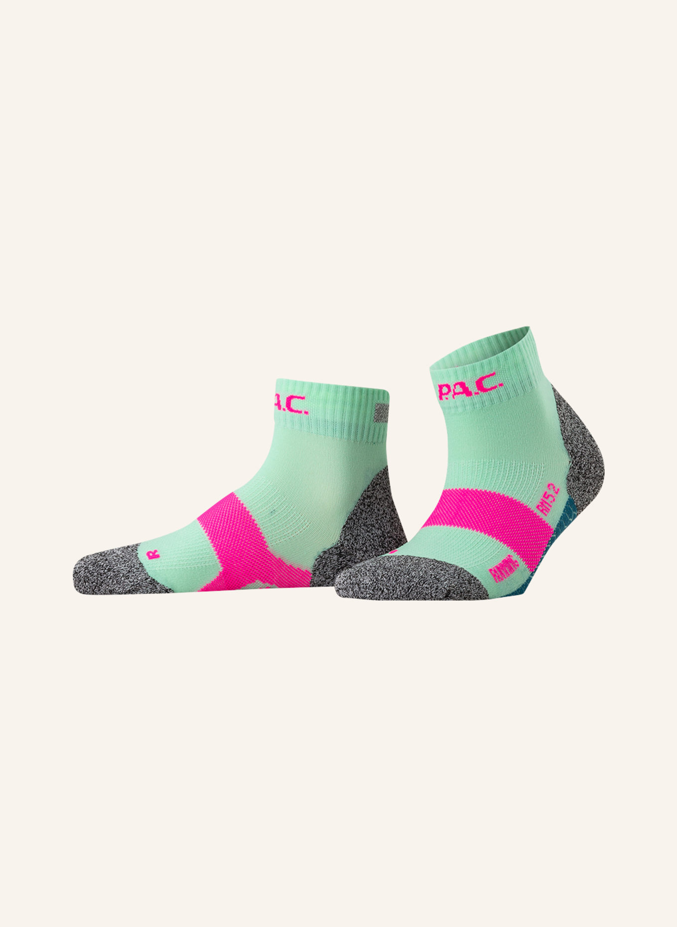 P.A.C. Running socks REFLECTIVE PRO SHORT , Color: 779 Mint / Pink (Image 1)