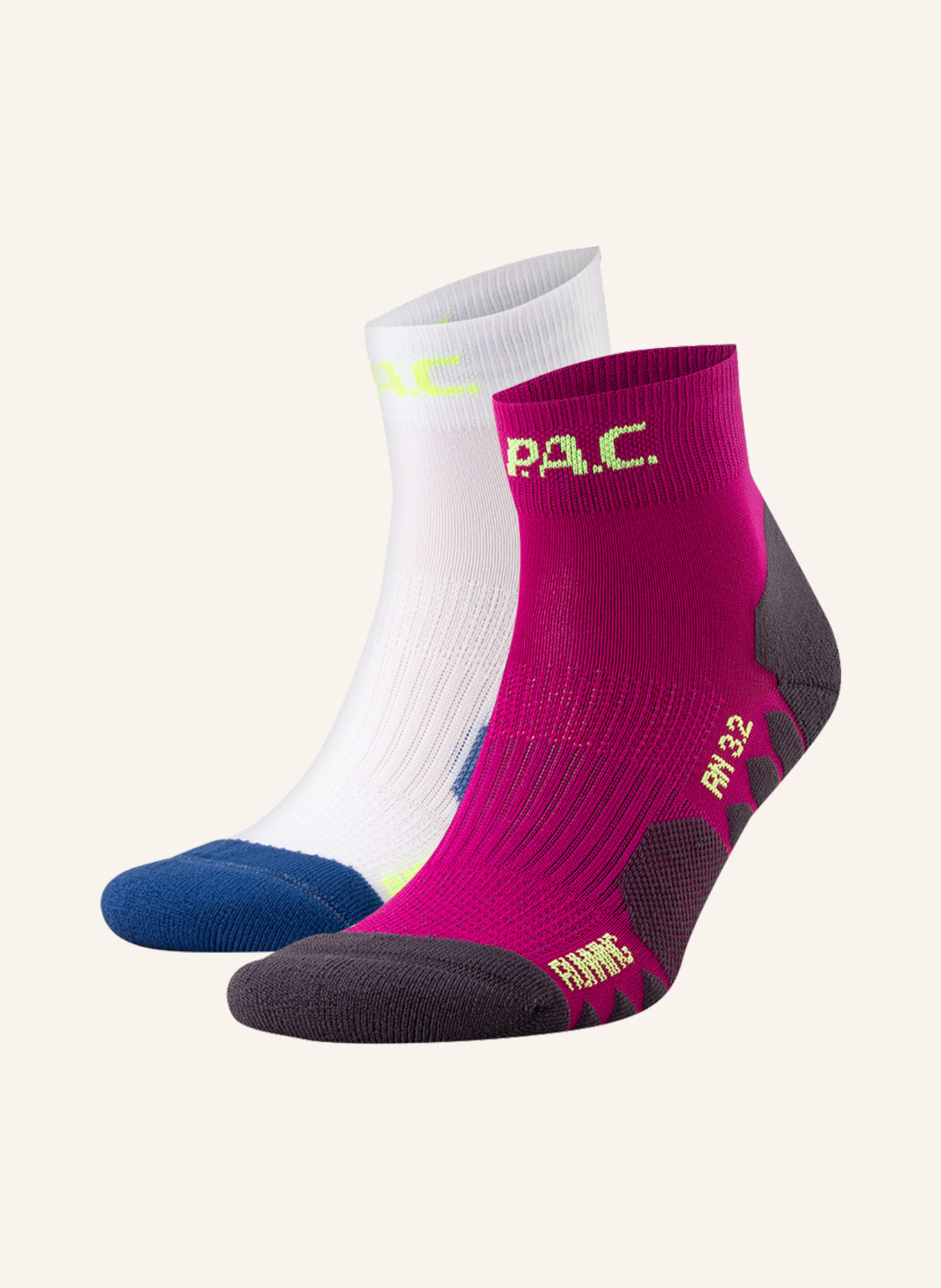P.A.C. 2-pack running socks ALLROUNDER , Color: 113 White / Berry (Image 1)