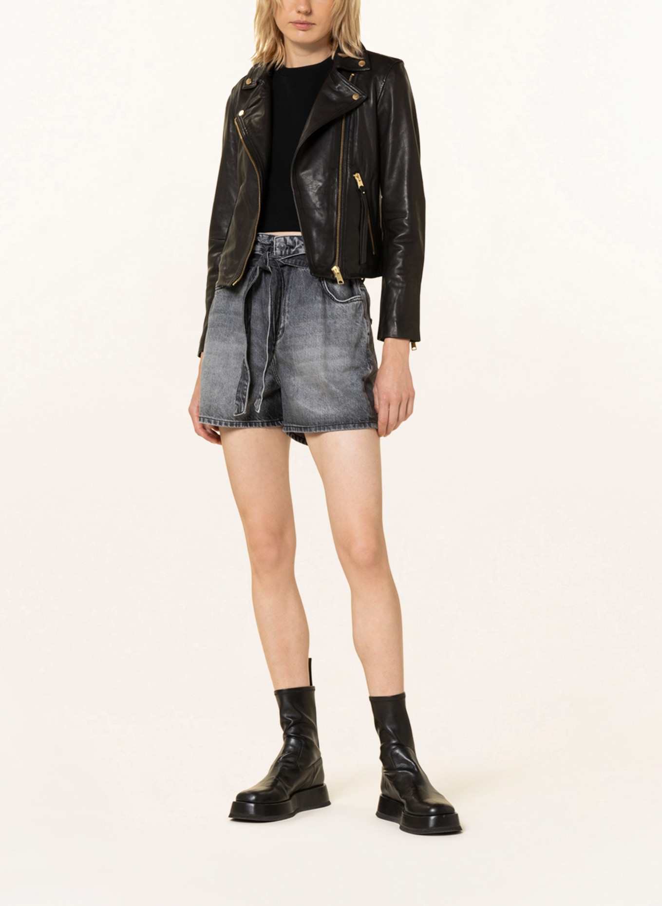 ALLSAINTS Leather jacket DALBY in black