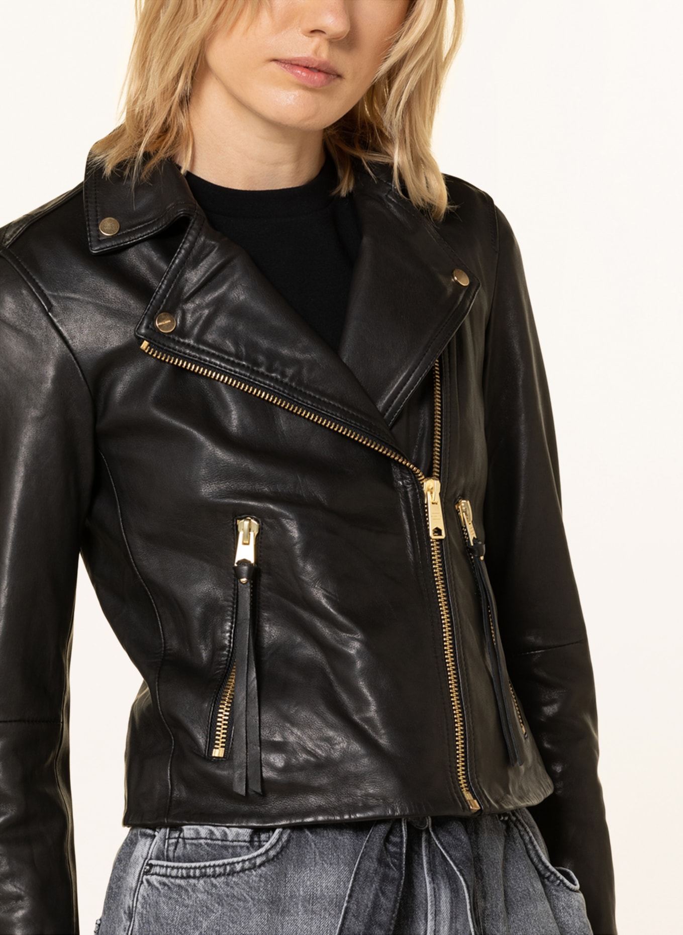 ALLSAINTS Leather jacket DALBY, Color: BLACK (Image 4)