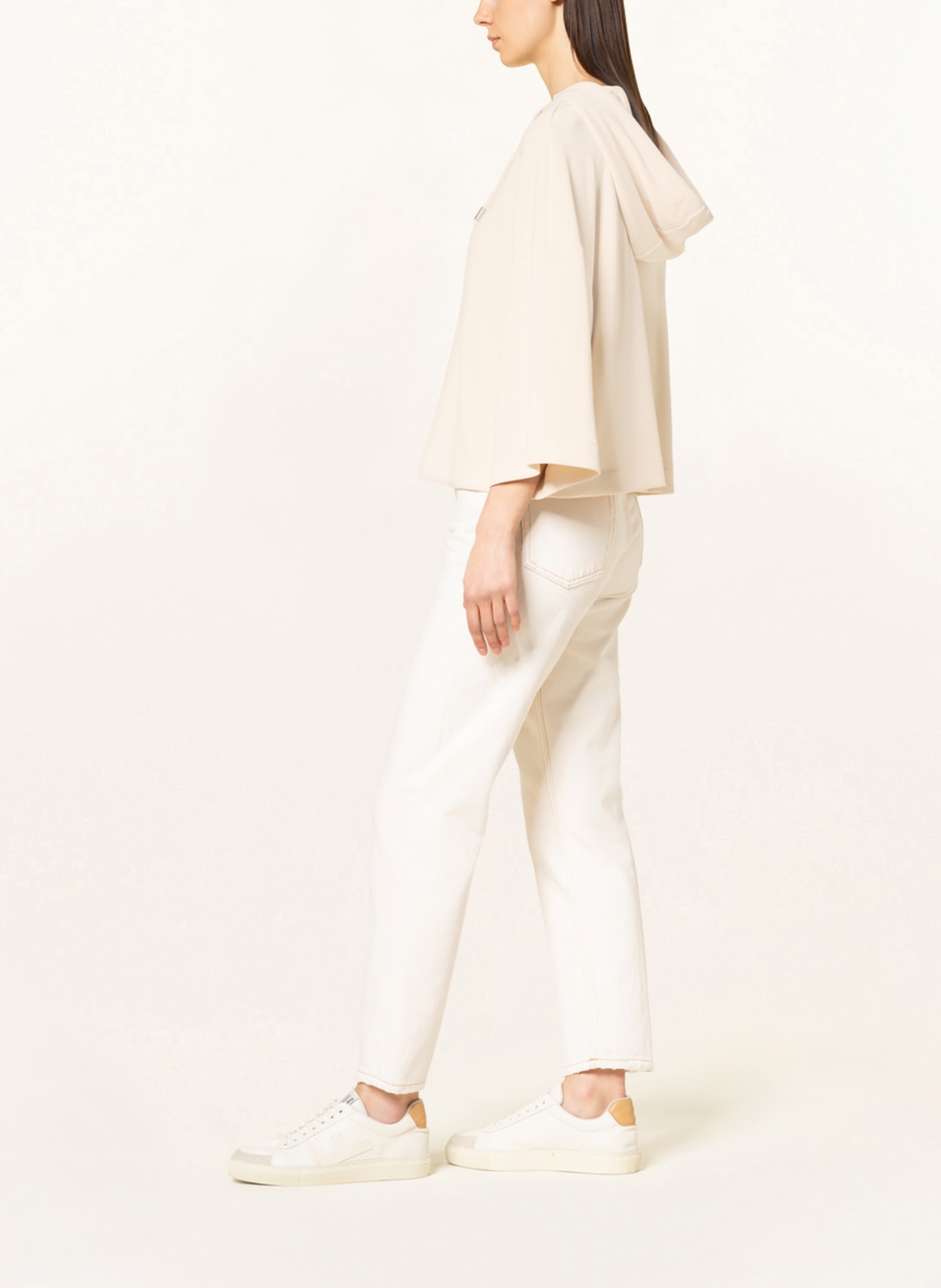 comma casual identity Hoodie mit 3/4-Arm in creme