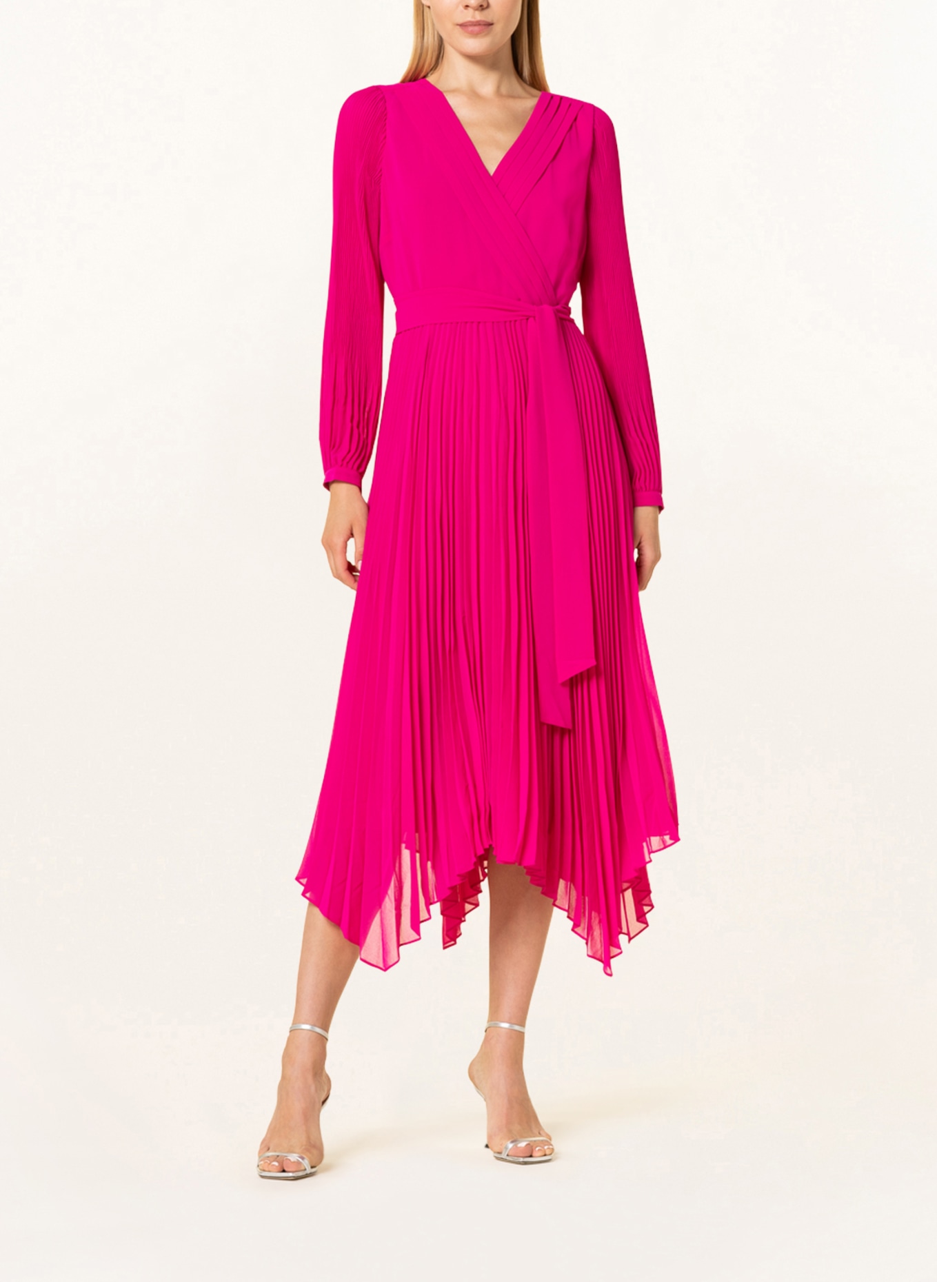 Phase Eight Sukienka plisowana PETRA w stylu kopertowym, Kolor: MOCNORÓŻOWY (Obrazek 2)