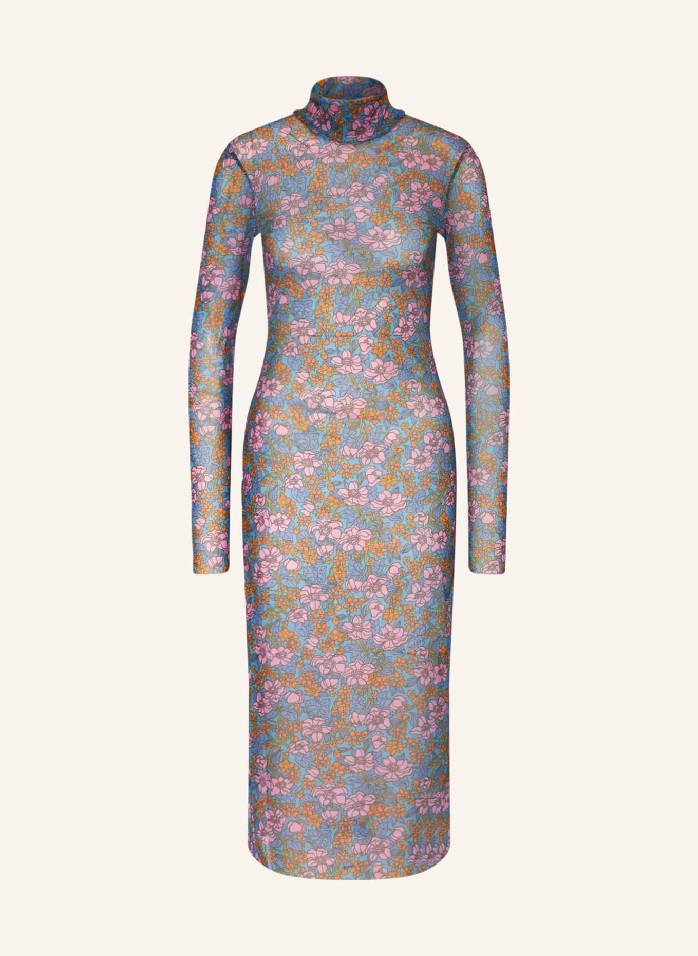 BAUM UND PFERDGARTEN Mesh-Kleid JOLAIN, Farbe: HELLBLAU/ ROSA/ ORANGE (Bild 1)