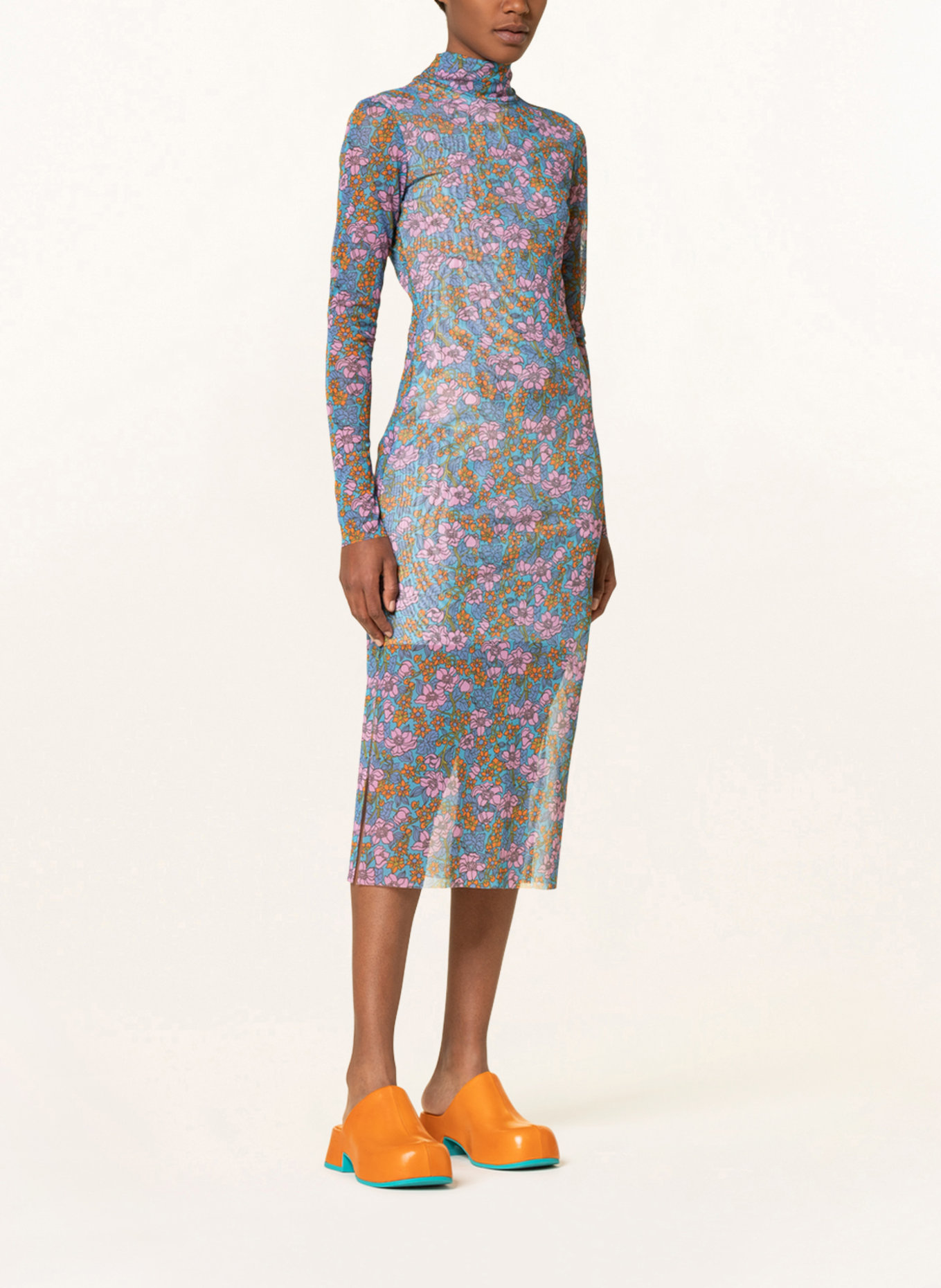 BAUM UND PFERDGARTEN Mesh-Kleid JOLAIN, Farbe: HELLBLAU/ ROSA/ ORANGE (Bild 2)