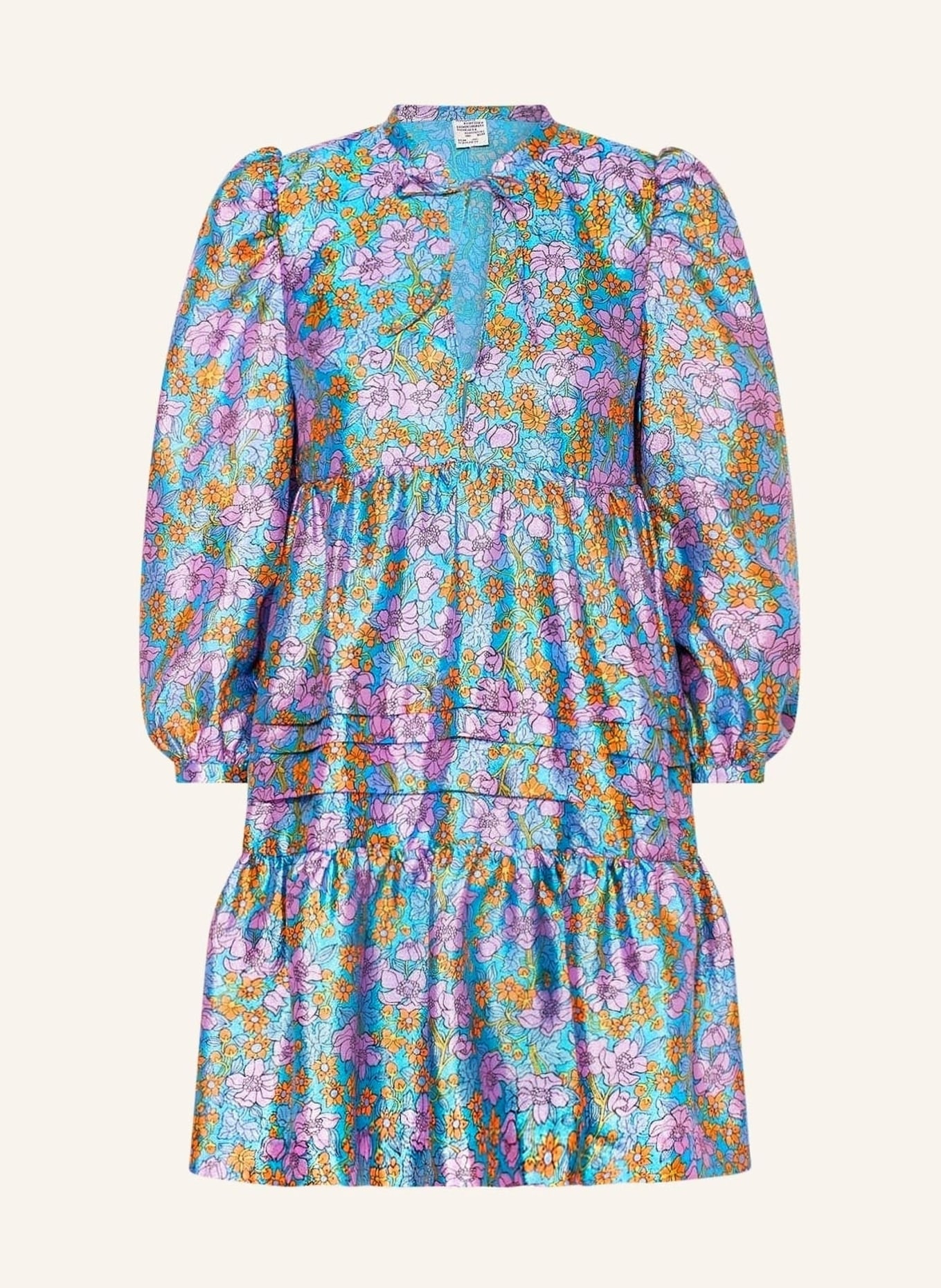 BAUM UND PFERDGARTEN Kleid ARVILLA mit 3/4-Arm, Farbe: HELLBLAU/ ORANGE/ HELLLILA (Bild 1)