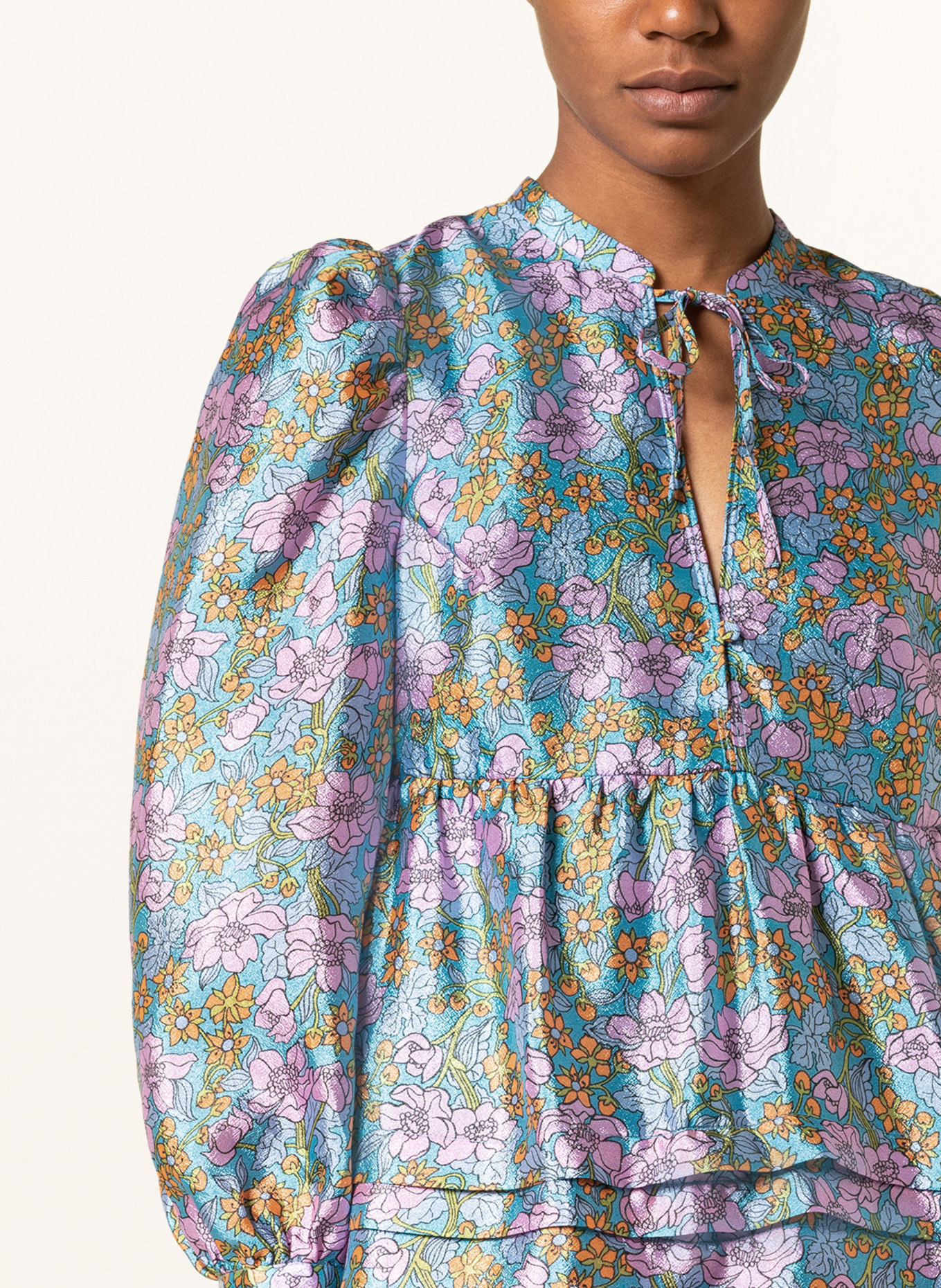 BAUM UND PFERDGARTEN Kleid ARVILLA mit 3/4-Arm, Farbe: HELLBLAU/ ORANGE/ HELLLILA (Bild 4)