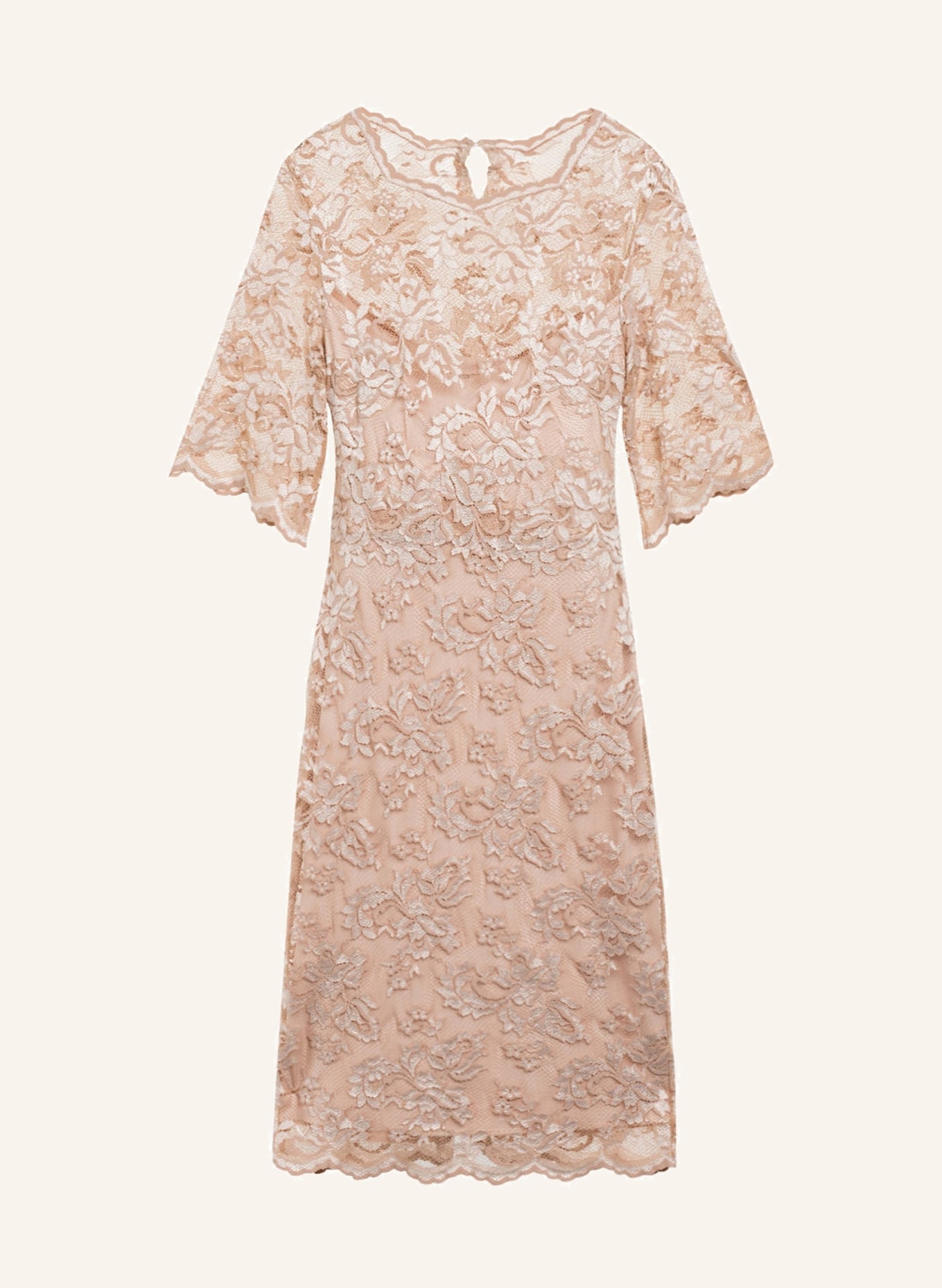 OLVI'S Lace dress with 3/4 sleeve, Color: NUDE (Image 1)