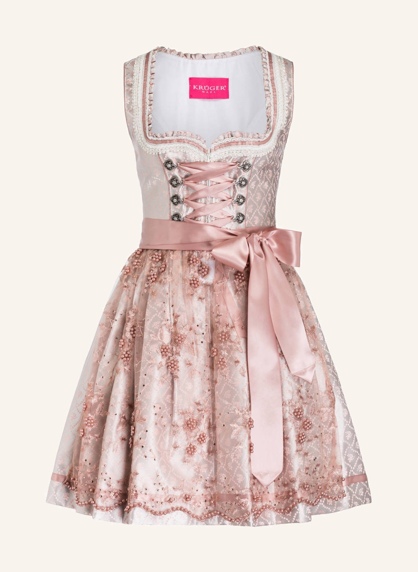 KRÜGER Dirndl NALIA: ROSÉ / GRAU