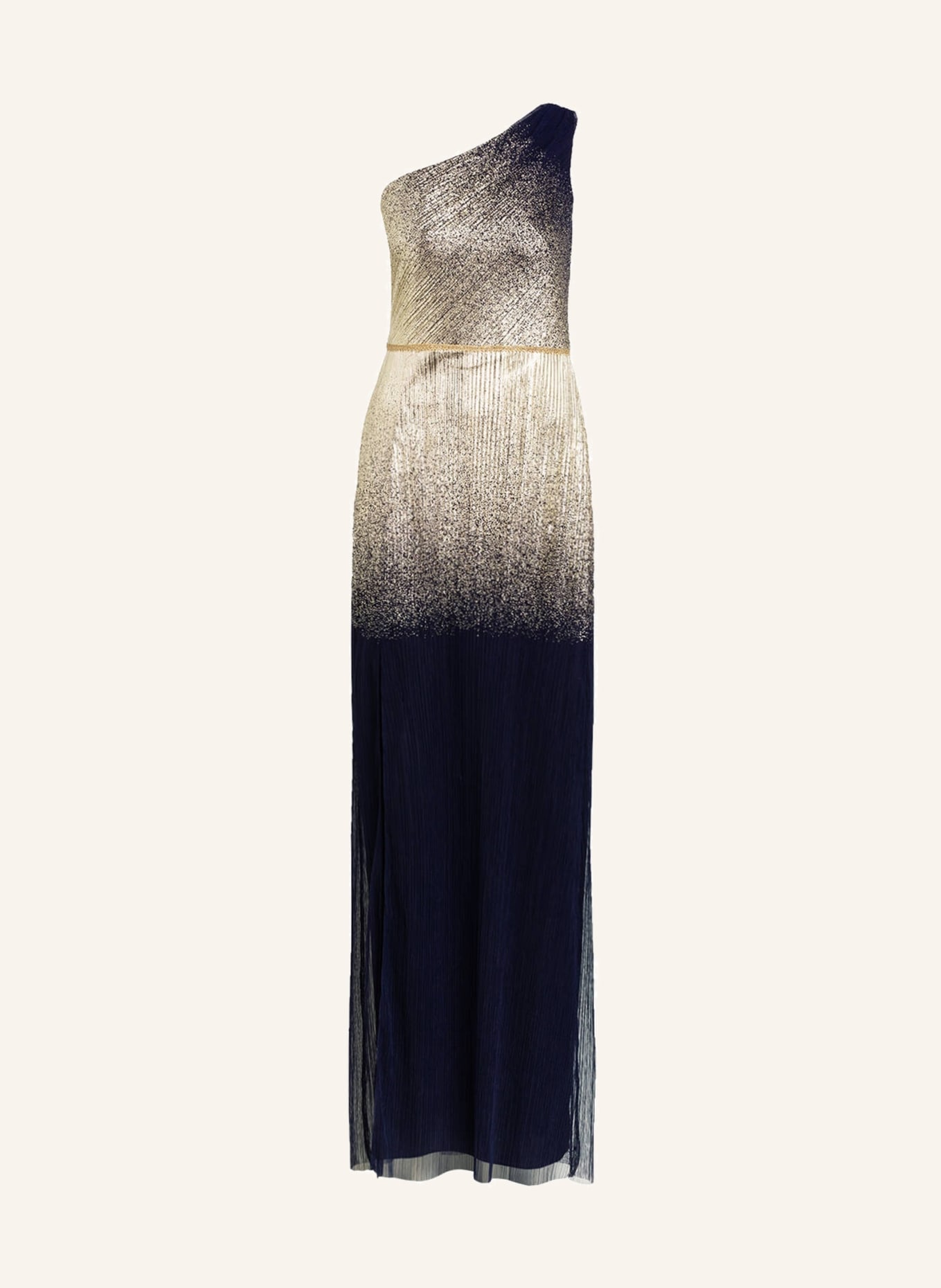 MARCHESA NOTTE One-shoulder evening dress, Color: DARK BLUE/ GOLD (Image 1)