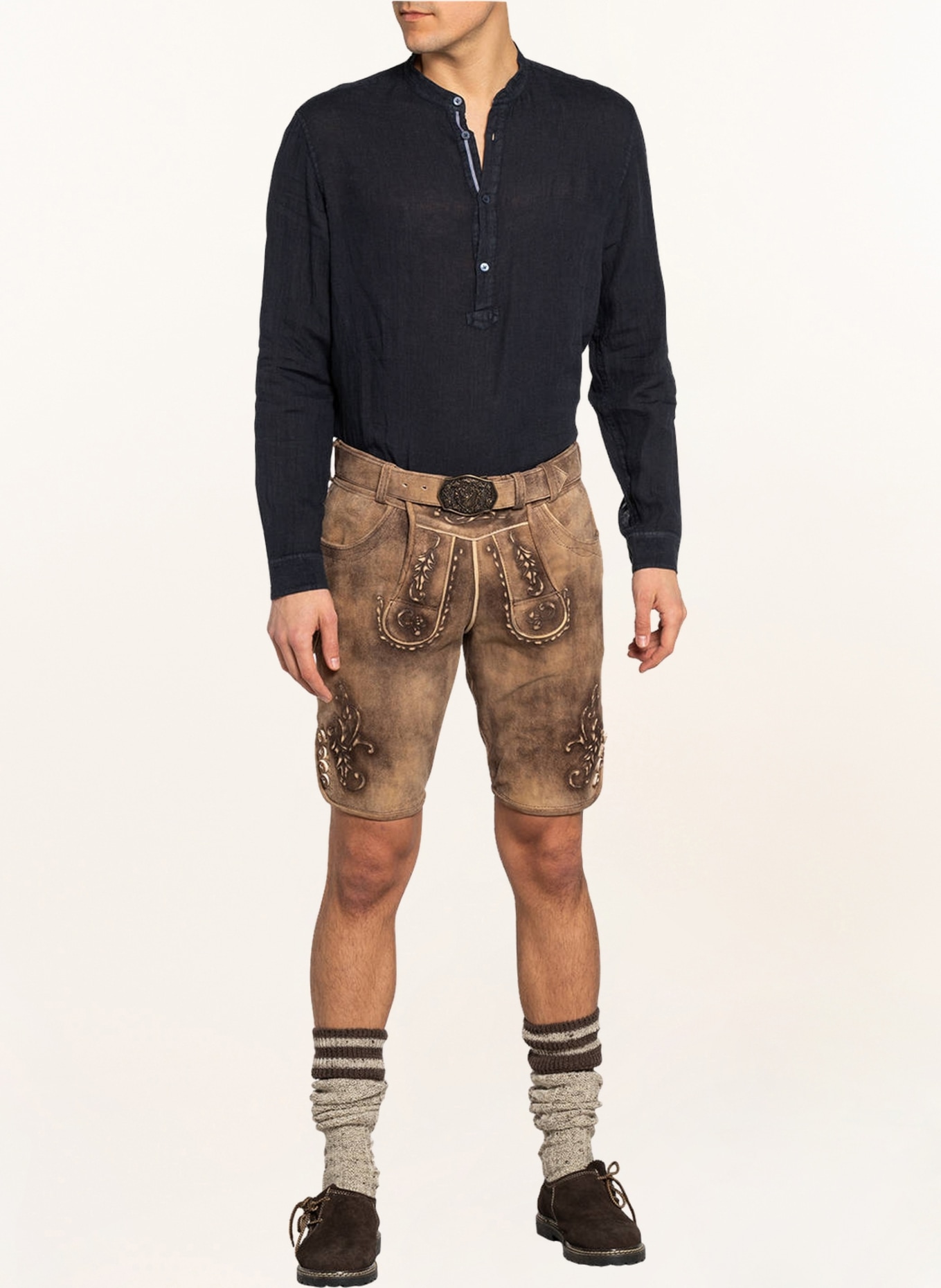 Spieth & Wensky Spodnie skórzane w stylu ludowym NIKLAS, Kolor: BRĄZOWY (Obrazek 2)