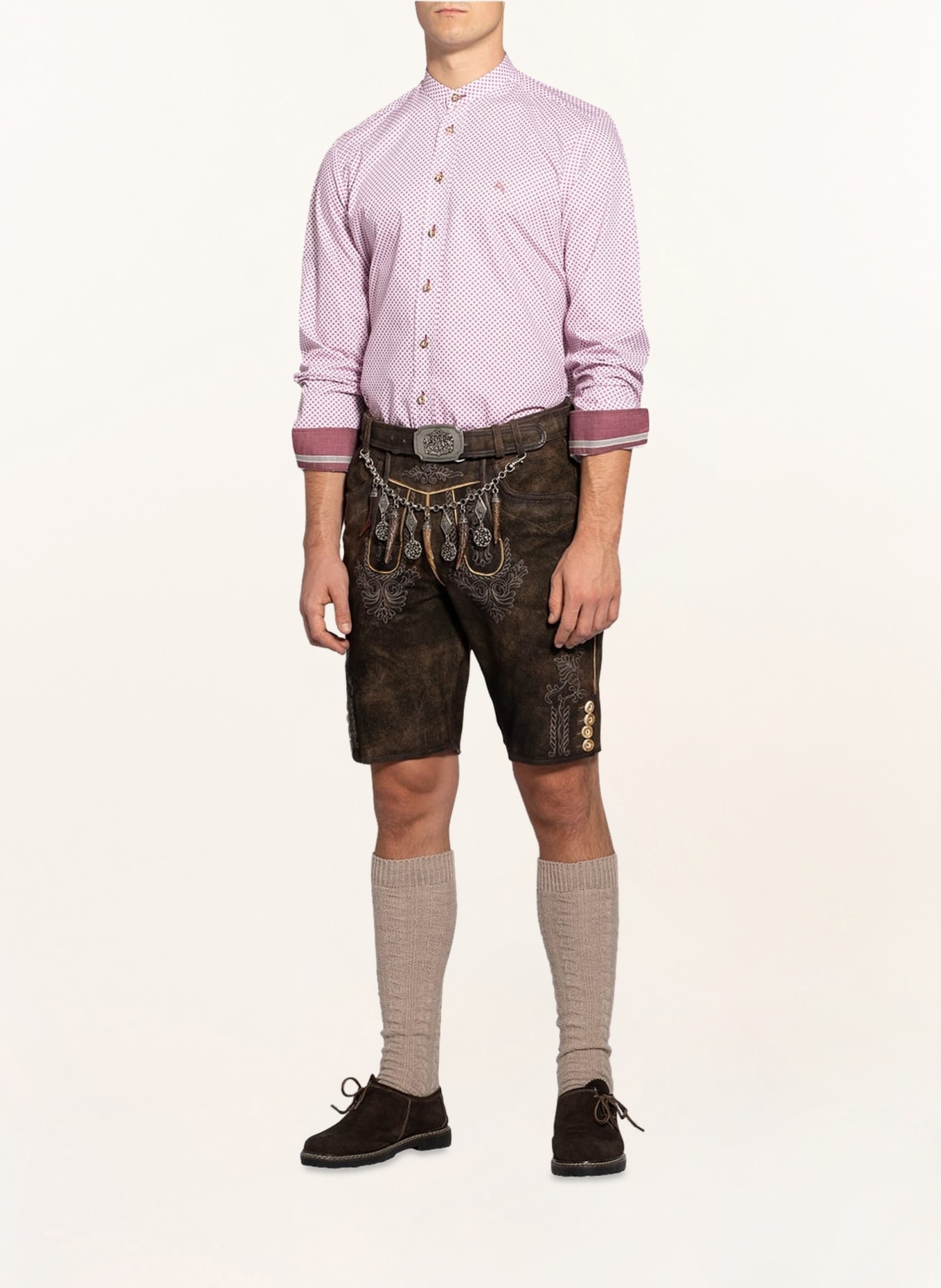 Hammerschmid Koszula w stylu ludowym ze stójką slim fit, Kolor: BIAŁY/ CZERWONY (Obrazek 2)