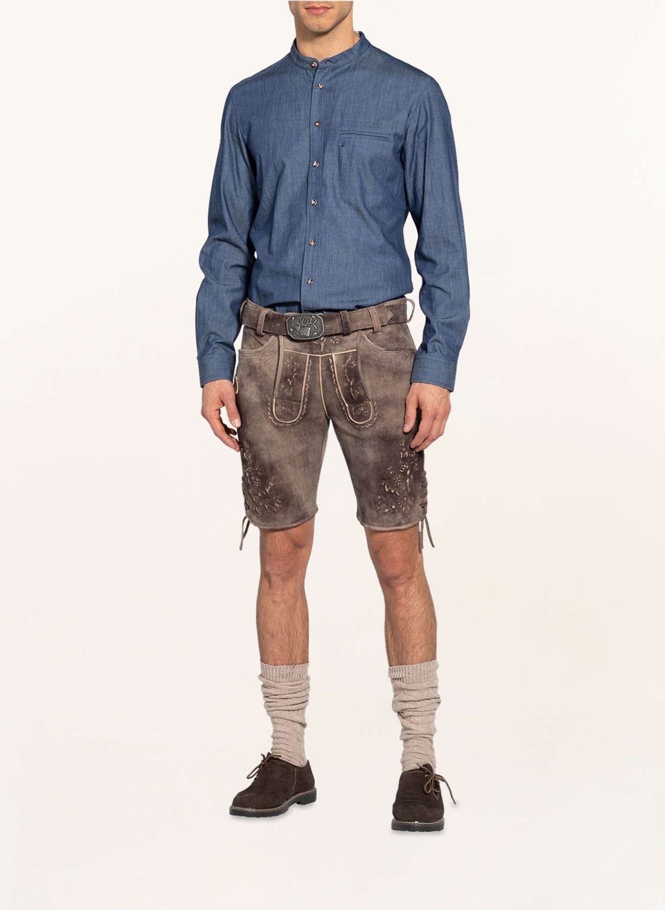Spieth & Wensky Spodnie skórzane w stylu ludowym HERBERT, Kolor: JASNOBRĄZOWY (Obrazek 2)