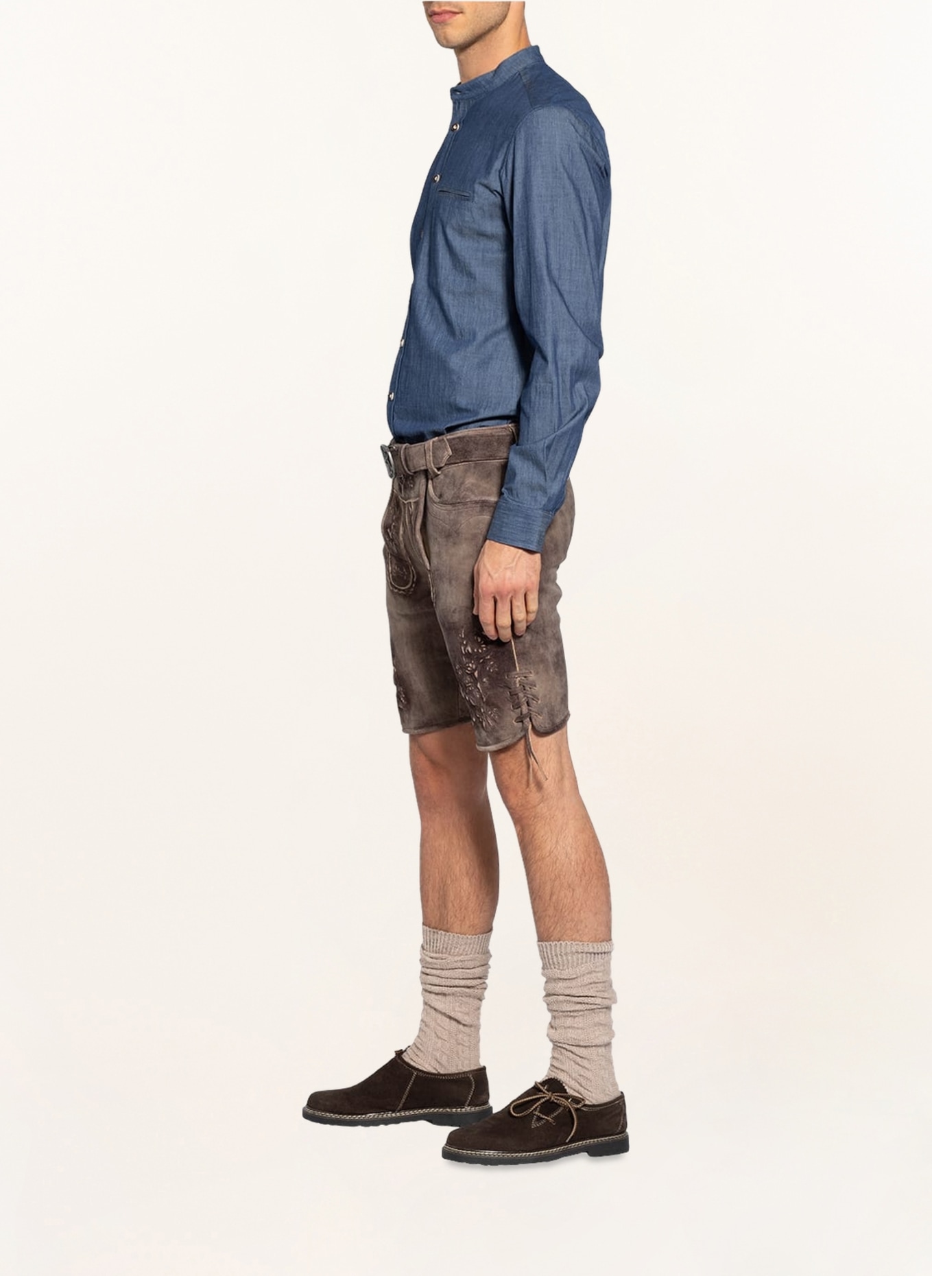 Spieth & Wensky Spodnie skórzane w stylu ludowym HERBERT, Kolor: JASNOBRĄZOWY (Obrazek 4)