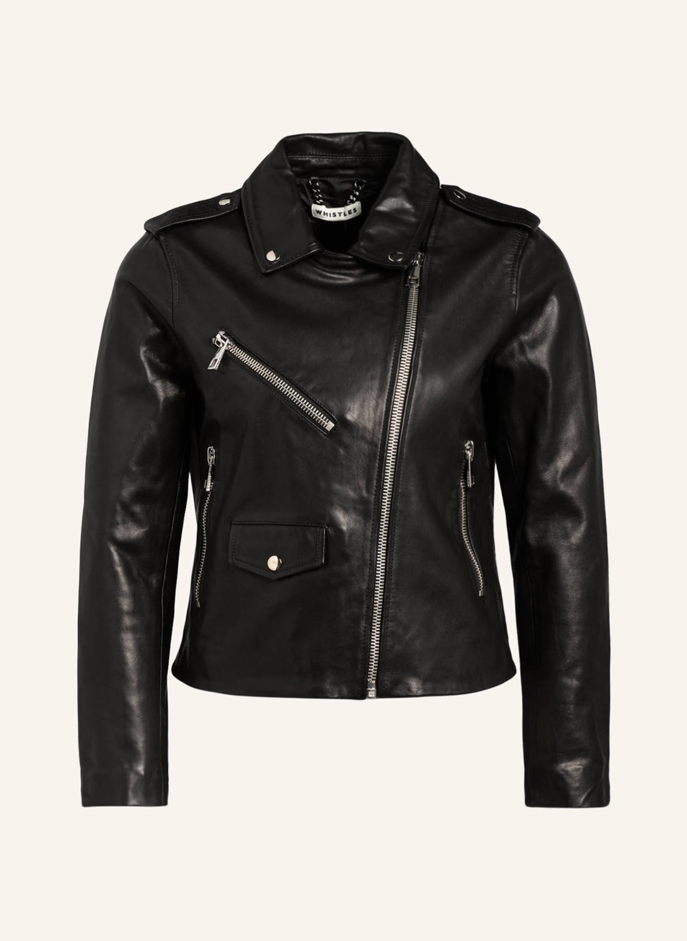WHISTLES Leather jacket AGNES, Color: BLACK (Image 1)