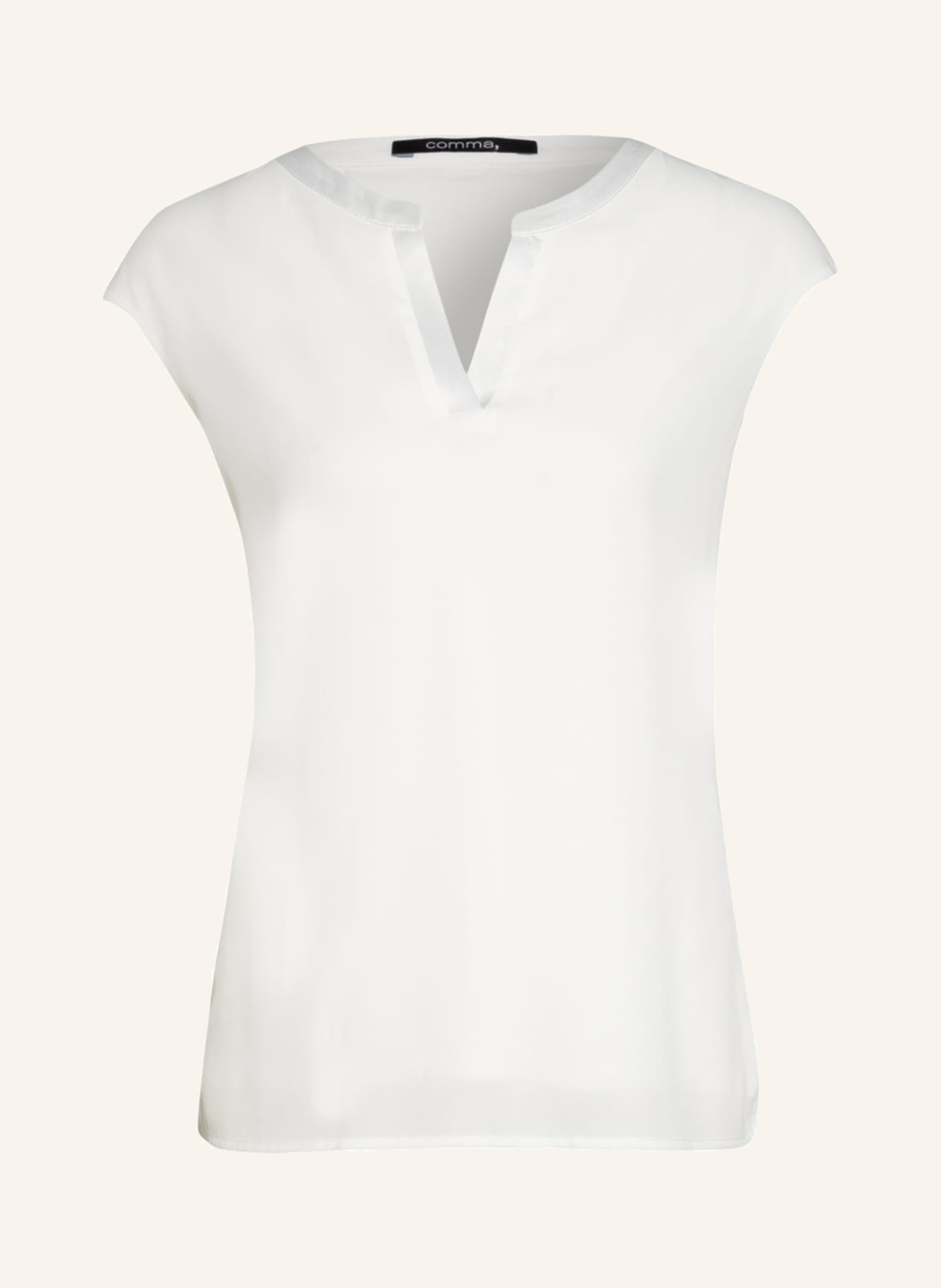 comma Shirt blouse in mixed materials, Color: WHITE (Image 1)