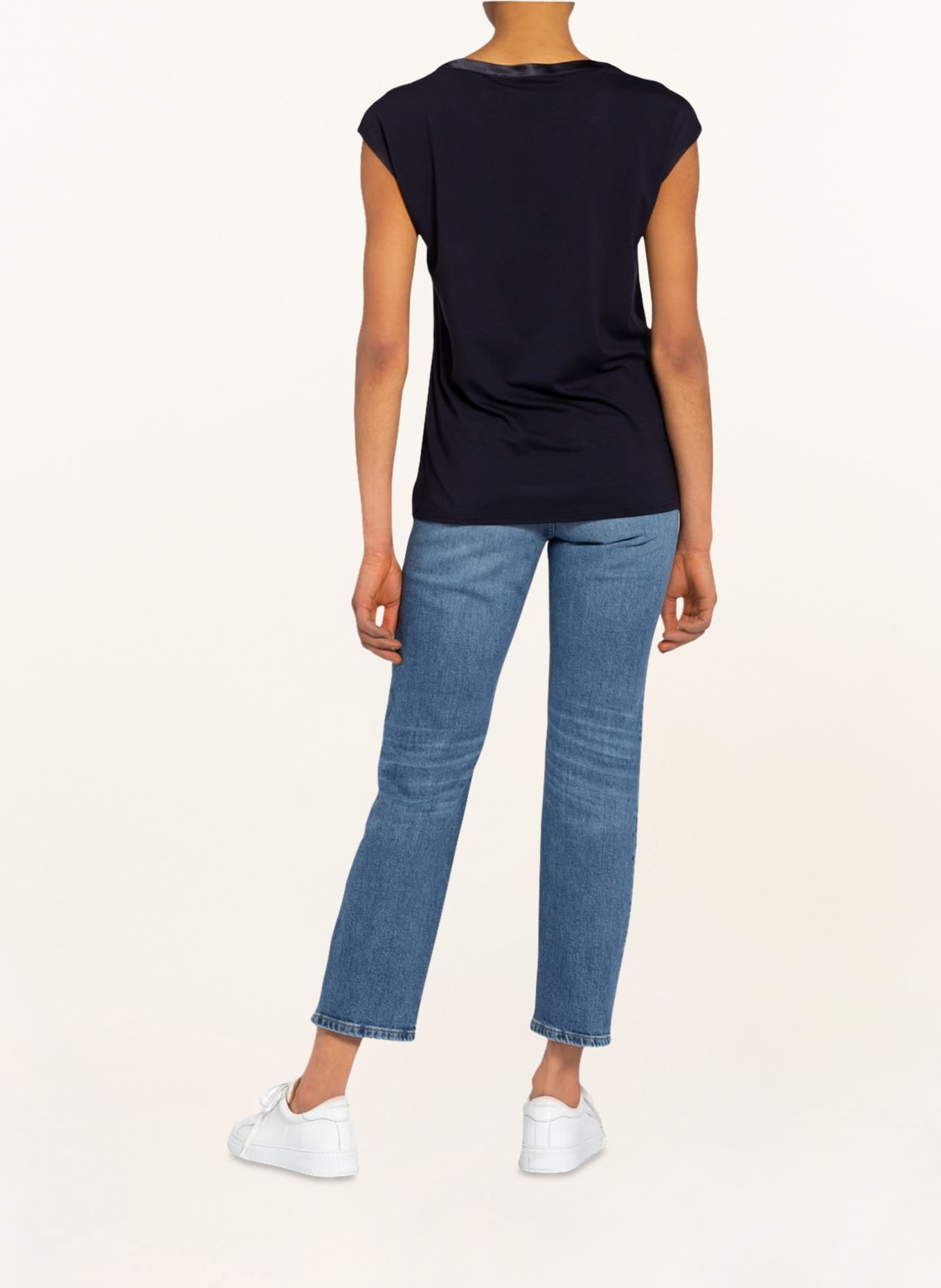 comma Blusenshirt im Materialmix: DUNKELBLAU