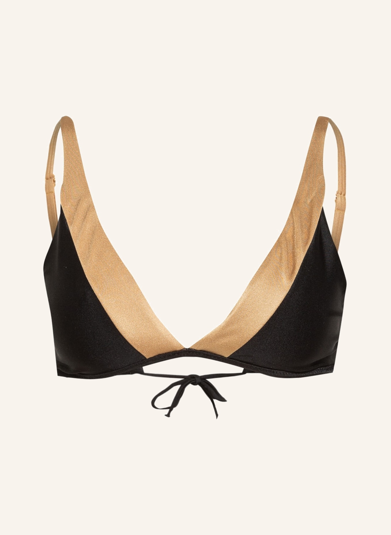 PILYQ Triangle bikini top COVE SKYLAR, Color: BLACK/ BEIGE (Image 1)