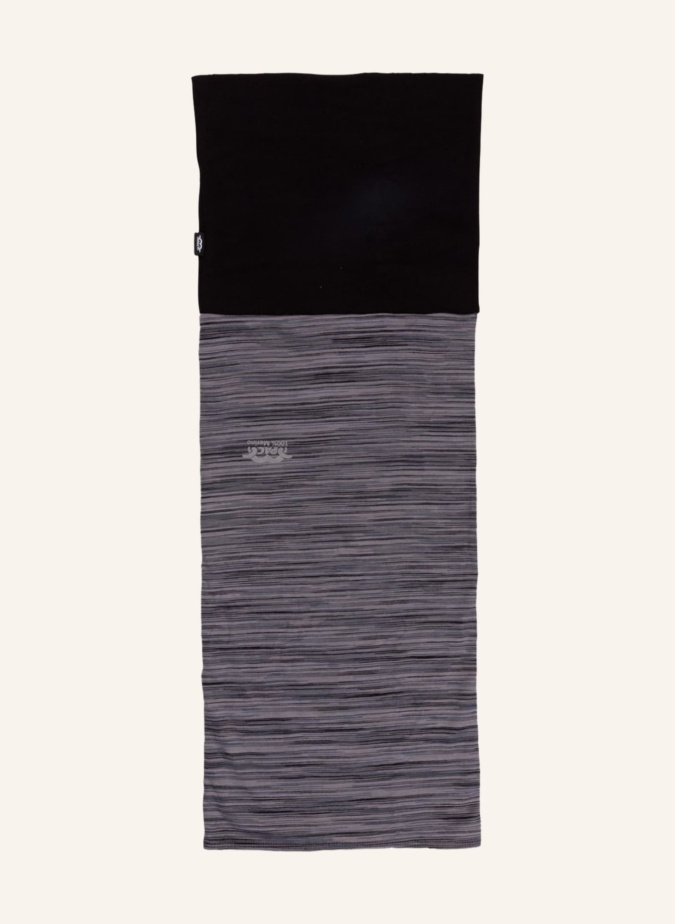 P.A.C. Multifunktionstuch MERINO FLEECE aus Merinowolle, Farbe: SCHWARZ/ GRAU/ HELLGRAU (Bild 1)
