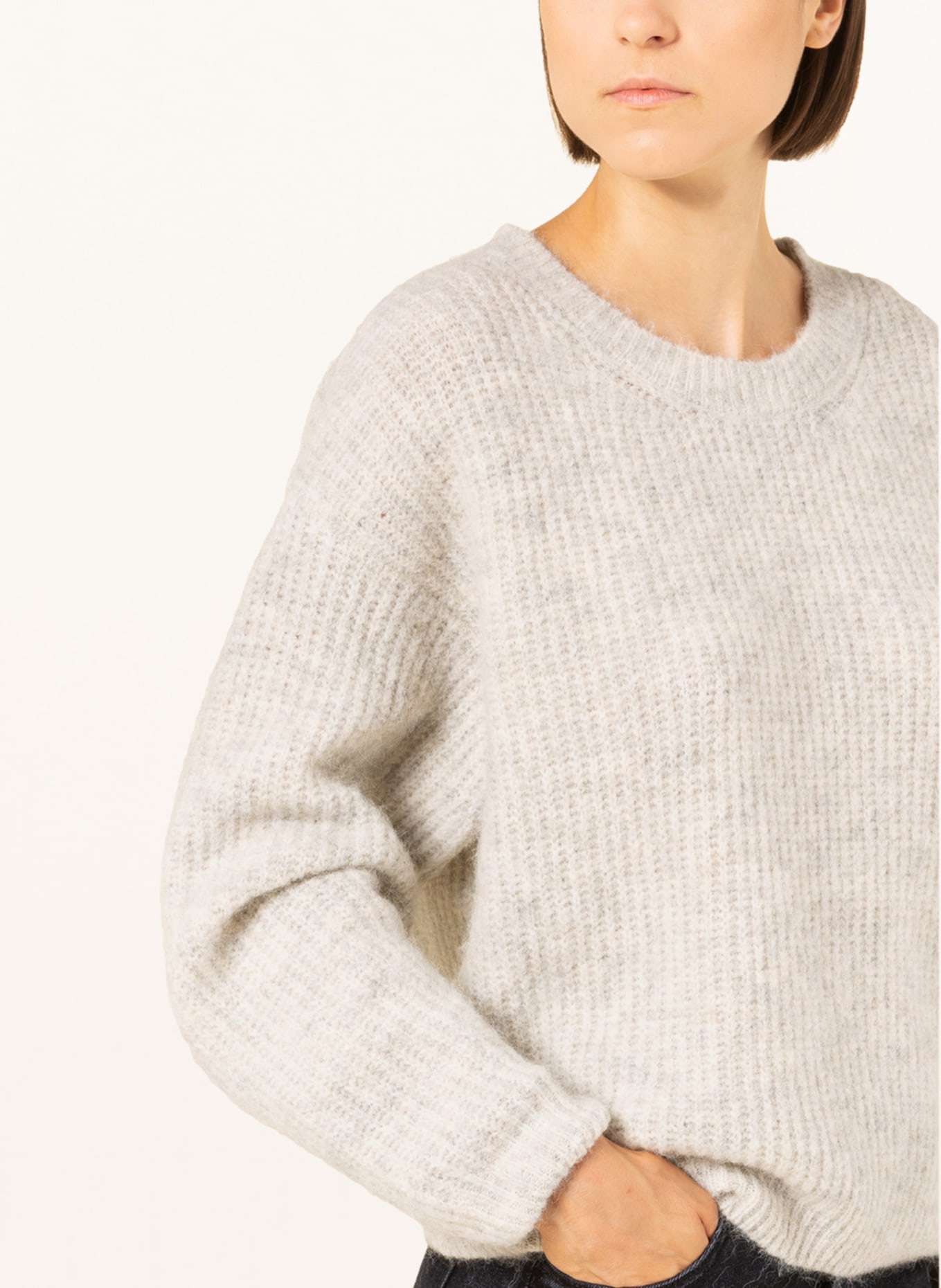 American Vintage Sweater EAST with alpaca , Color: LIGHT GRAY (Image 4)