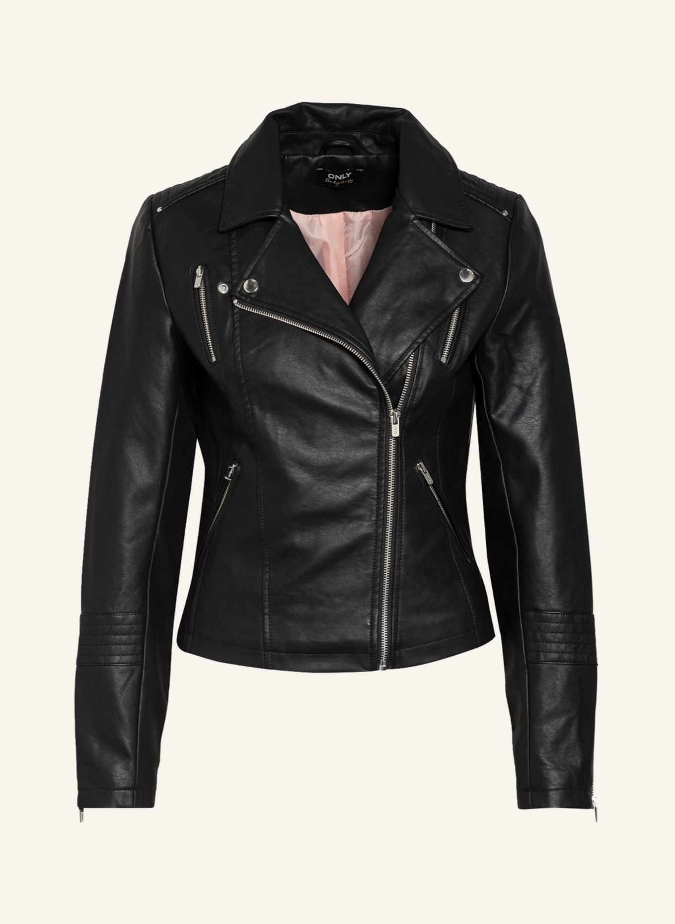 ONLY Biker jacket in leather look, Color: BLACK (Image 1)