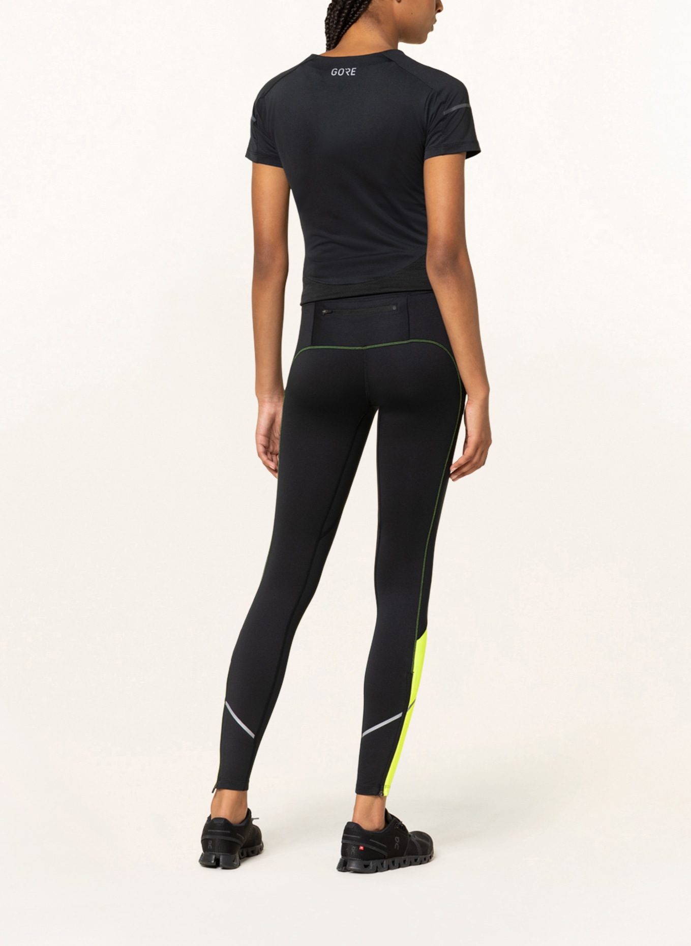 GORE RUNNING WEAR 7/8 tights R3, Color: BLACK/ NEON YELLOW (Image 3)