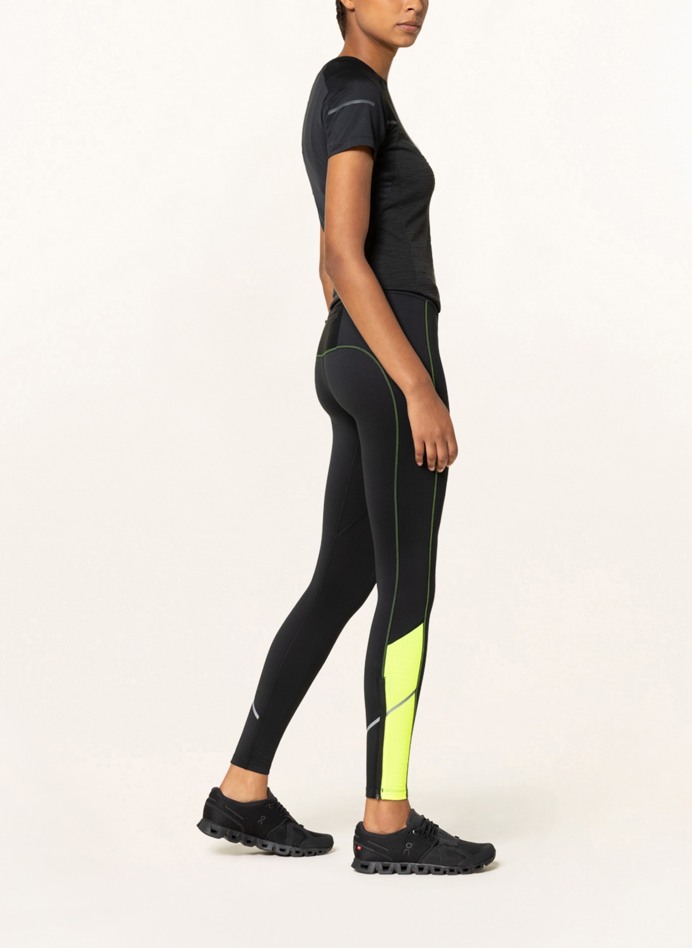 GORE RUNNING WEAR 7/8 tights R3, Color: BLACK/ NEON YELLOW (Image 4)