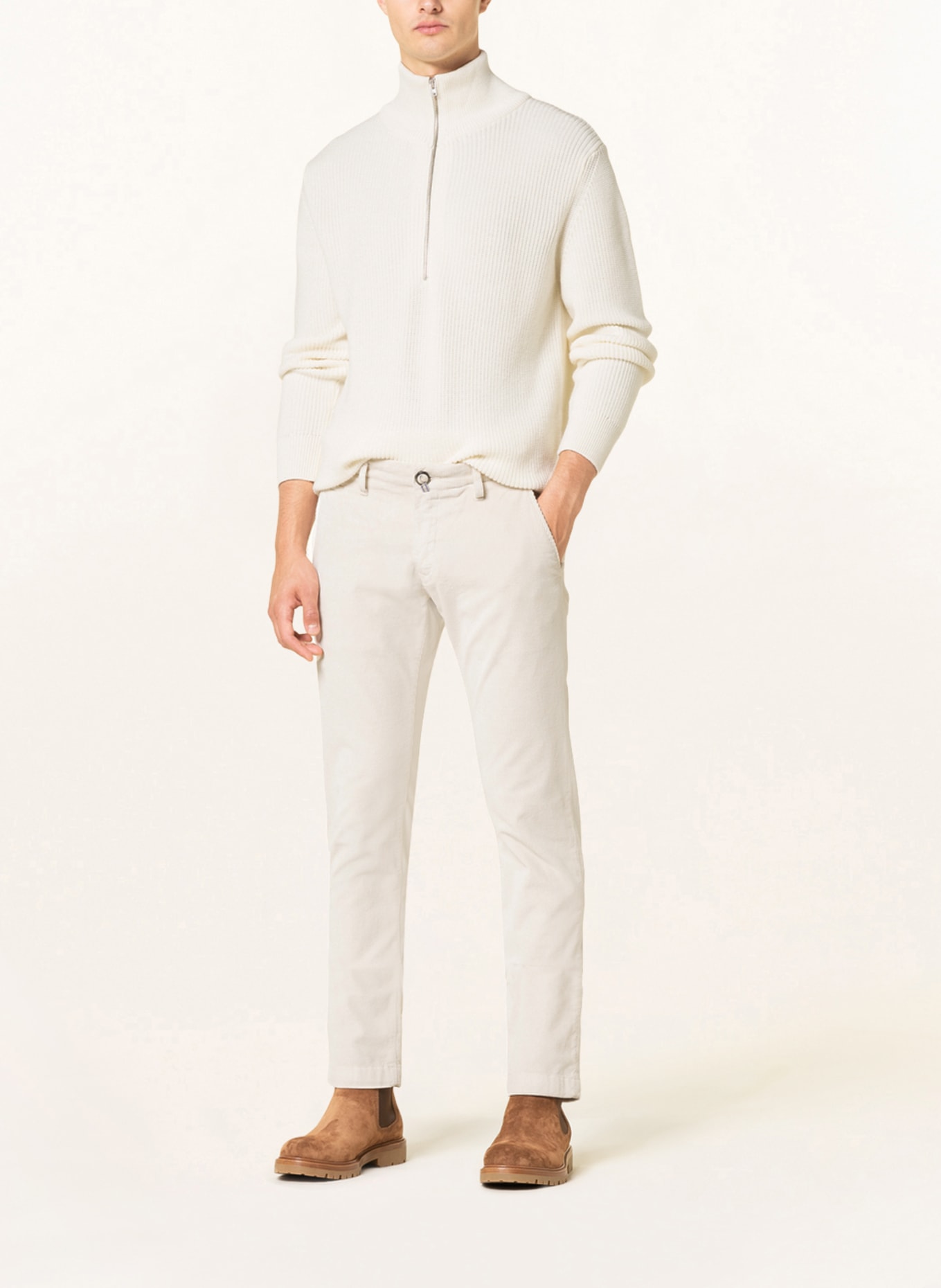 JACOB COHEN Cord chinos BOBBY slim fit, Color: ECRU (Image 2)