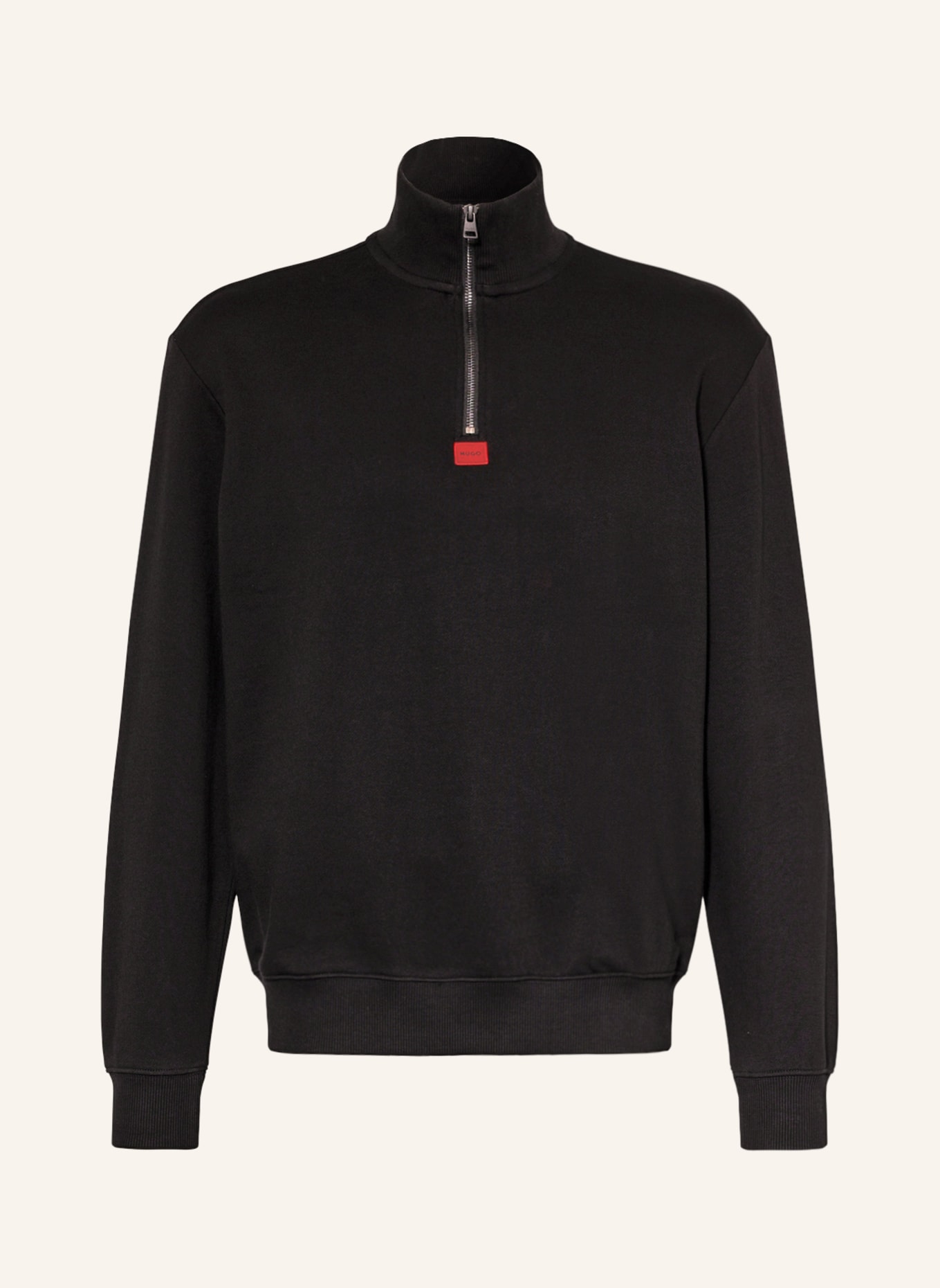 HUGO Half-zip sweater in sweatshirt fabric DURTY, Color: BLACK (Image 1)