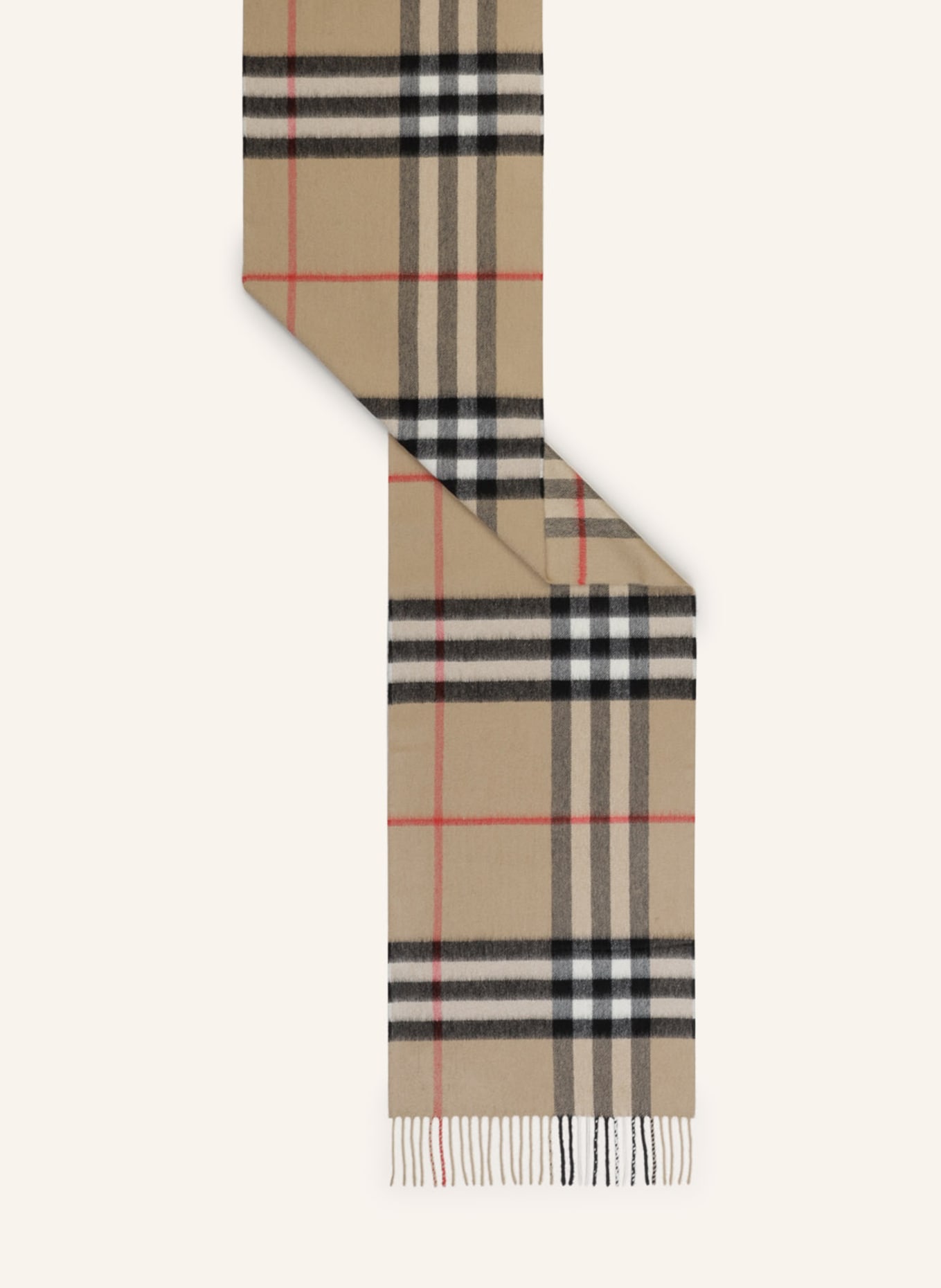 BURBERRY Cashmere scarf, Color: CAMEL/ BLACK/ RED (Image 2)