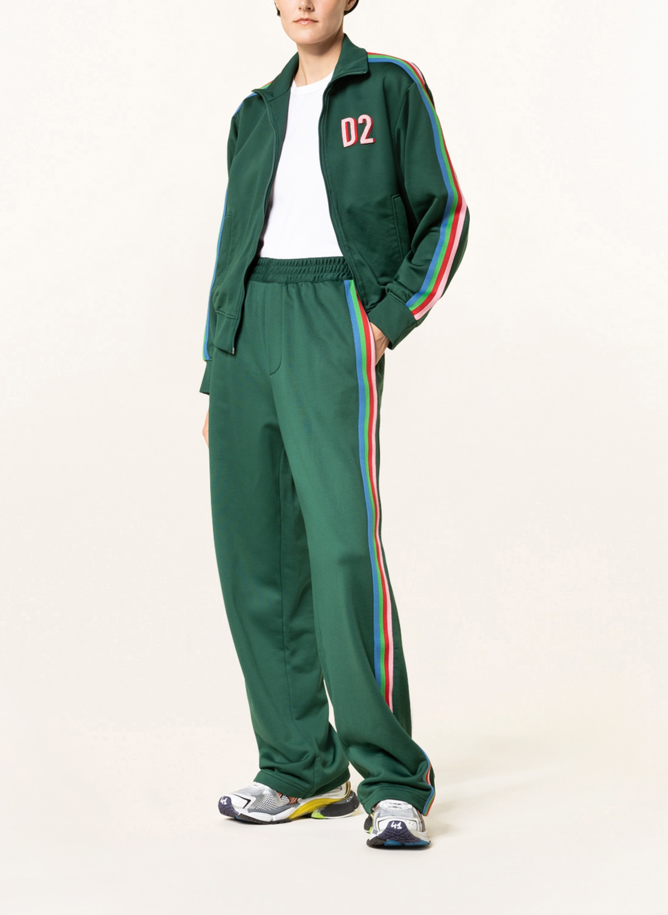 DSQUARED2 Sweatpants with tuxedo stripe, Color: DARK GREEN (Image 2)