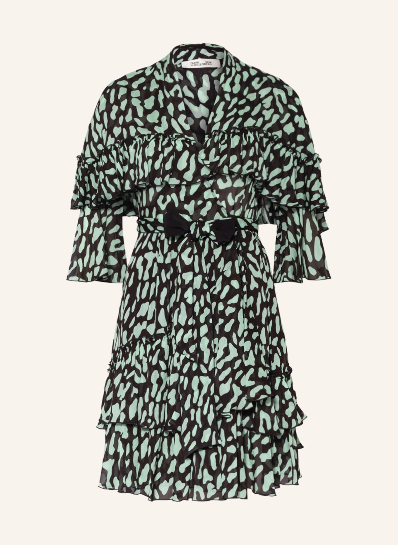 DIANE VON FURSTENBERG Zavinovací šaty OLIVIA, Barva: ČERNÁ/ MÁTOVÁ (Obrázek 1)
