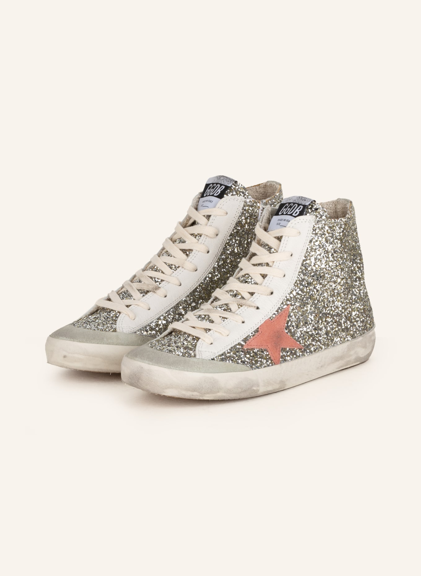 GOLDEN GOOSE High-top sneakers FRANCY PENSTAR, Color: WHITE GOLD/ WHITE/ ROSE (Image 1)