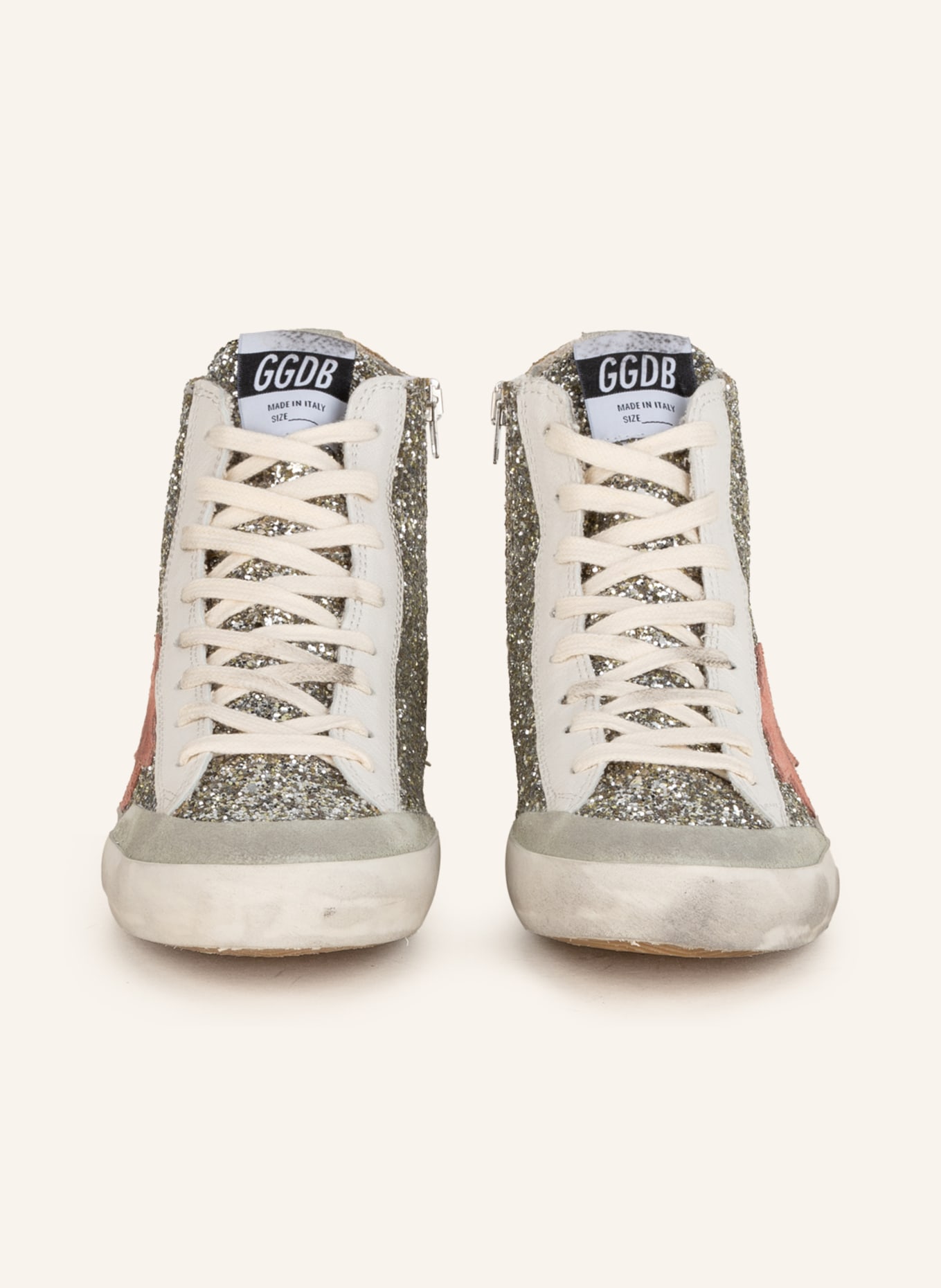GOLDEN GOOSE High-top sneakers FRANCY PENSTAR, Color: WHITE GOLD/ WHITE/ ROSE (Image 3)
