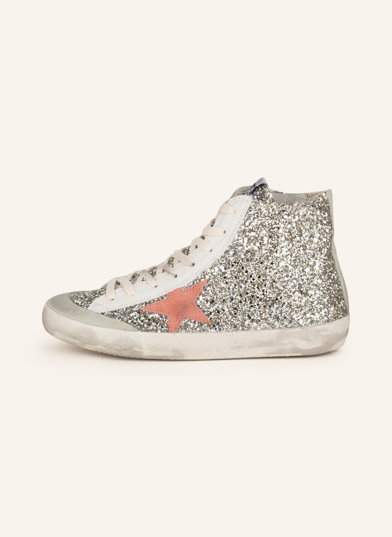 GOLDEN GOOSE High-top sneakers FRANCY PENSTAR, Color: WHITE GOLD/ WHITE/ ROSE (Image 4)