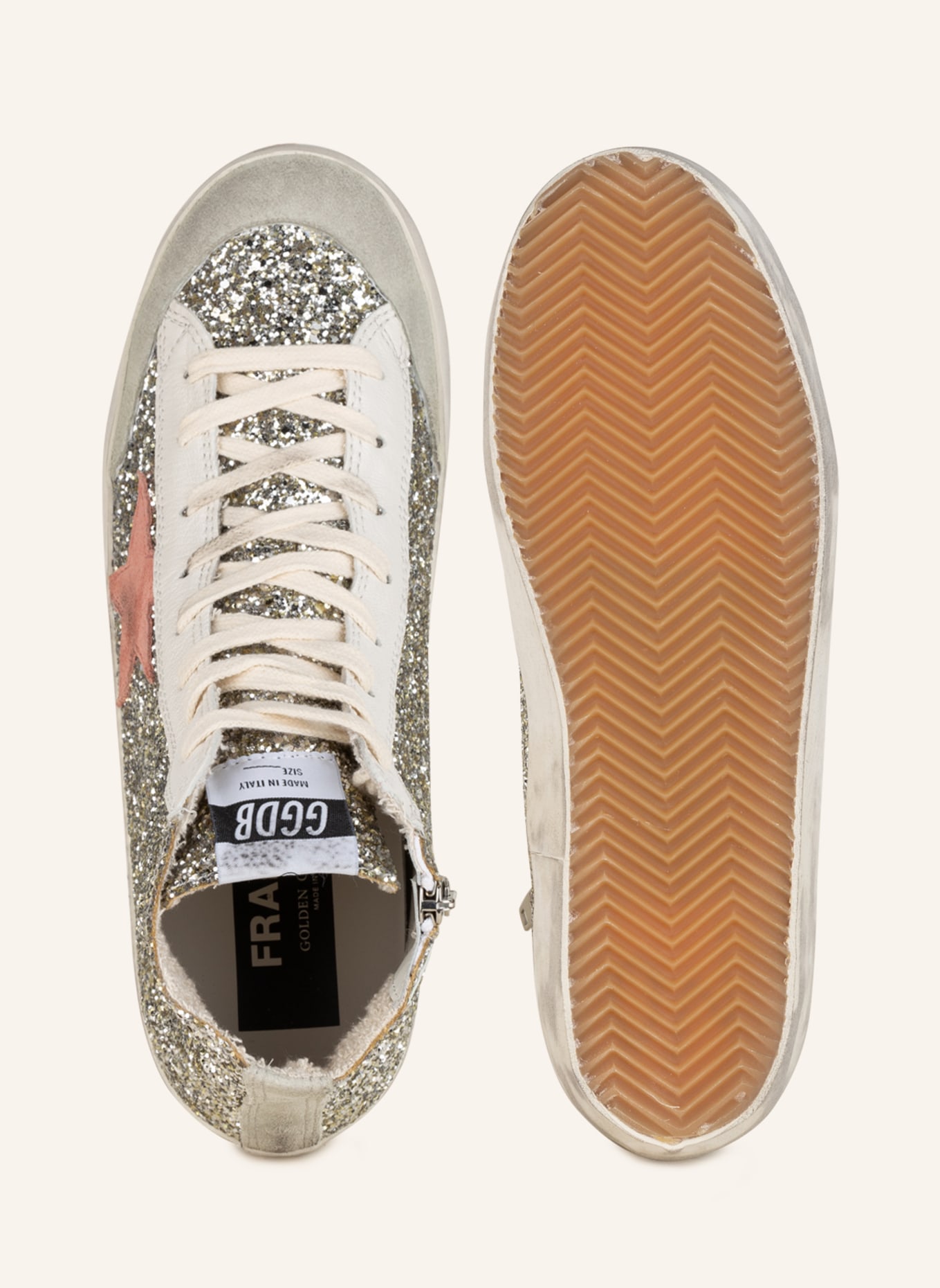 GOLDEN GOOSE High-top sneakers FRANCY PENSTAR, Color: WHITE GOLD/ WHITE/ ROSE (Image 5)