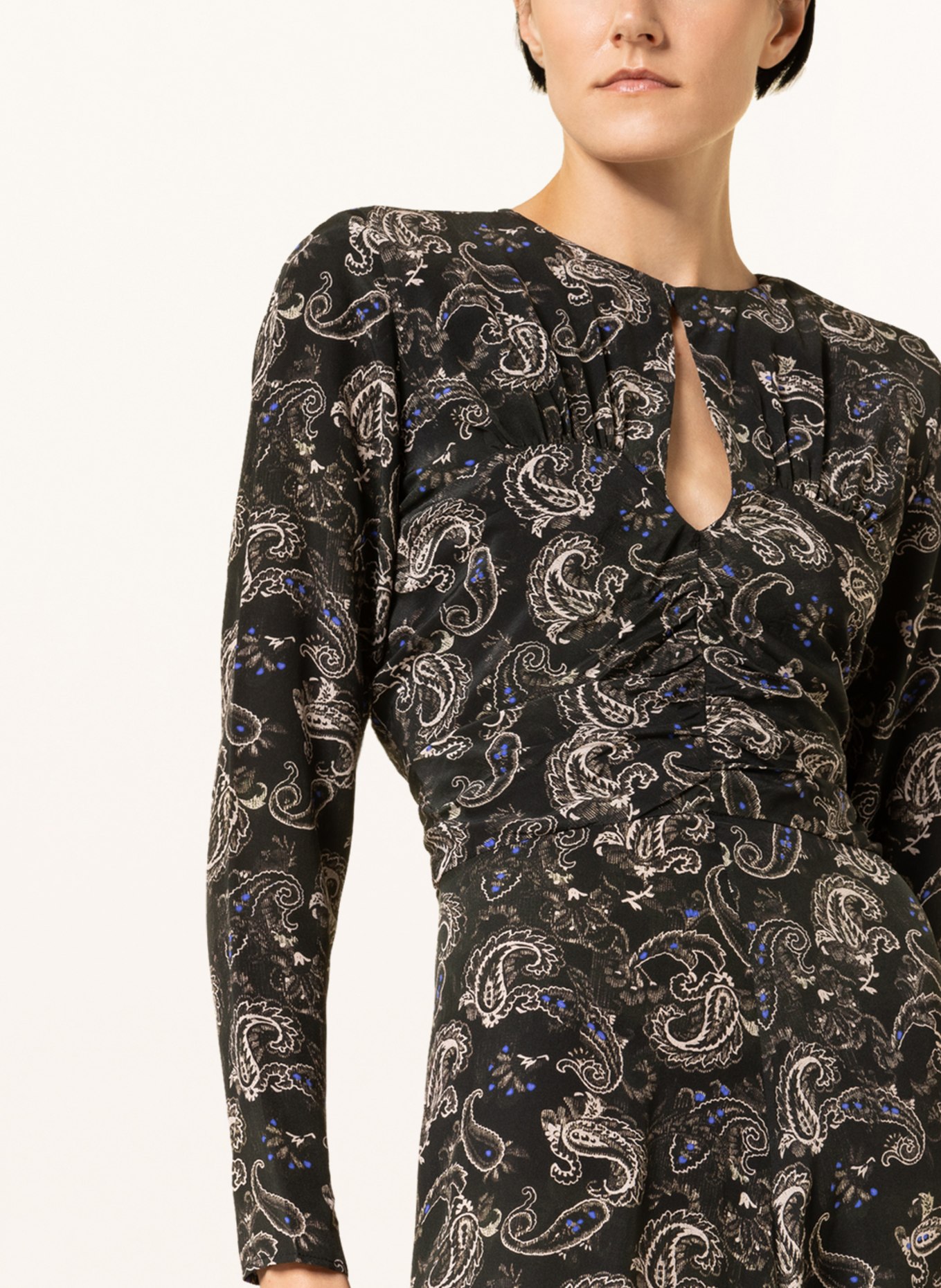 ISABEL MARANT Silk dress TELIMA, Color: BLACK/ CREAM/ BLUE (Image 4)