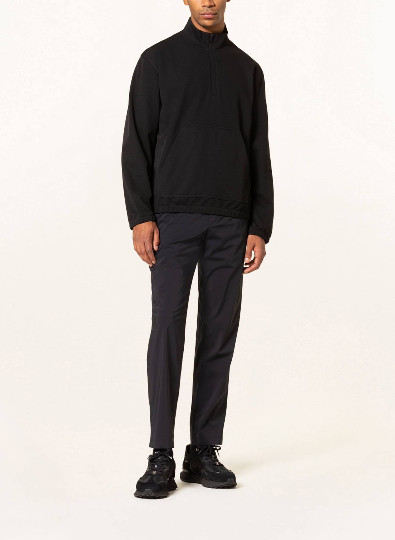 Theory Half-zip sweater in sweatshirt fabric, Color: BLACK (Image 2)