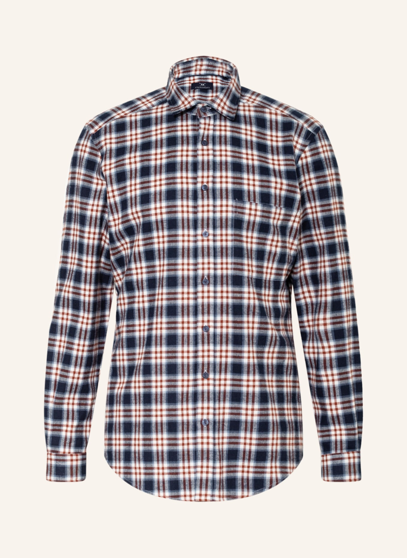 STROKESMAN'S Flannel shirt modern fit, Color: DARK BLUE/ WHITE/ RED (Image 1)