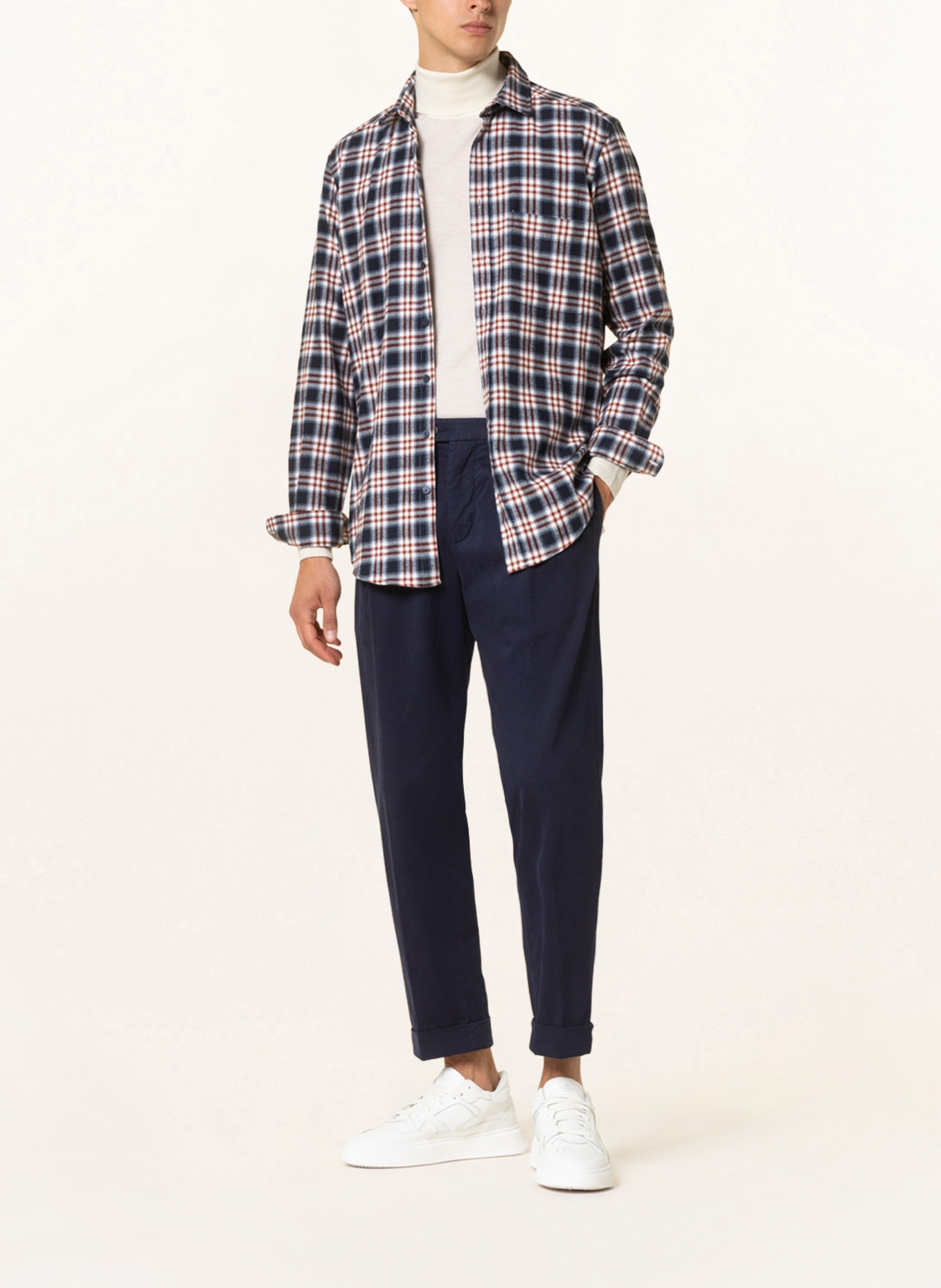 STROKESMAN'S Flannel shirt modern fit, Color: DARK BLUE/ WHITE/ RED (Image 2)
