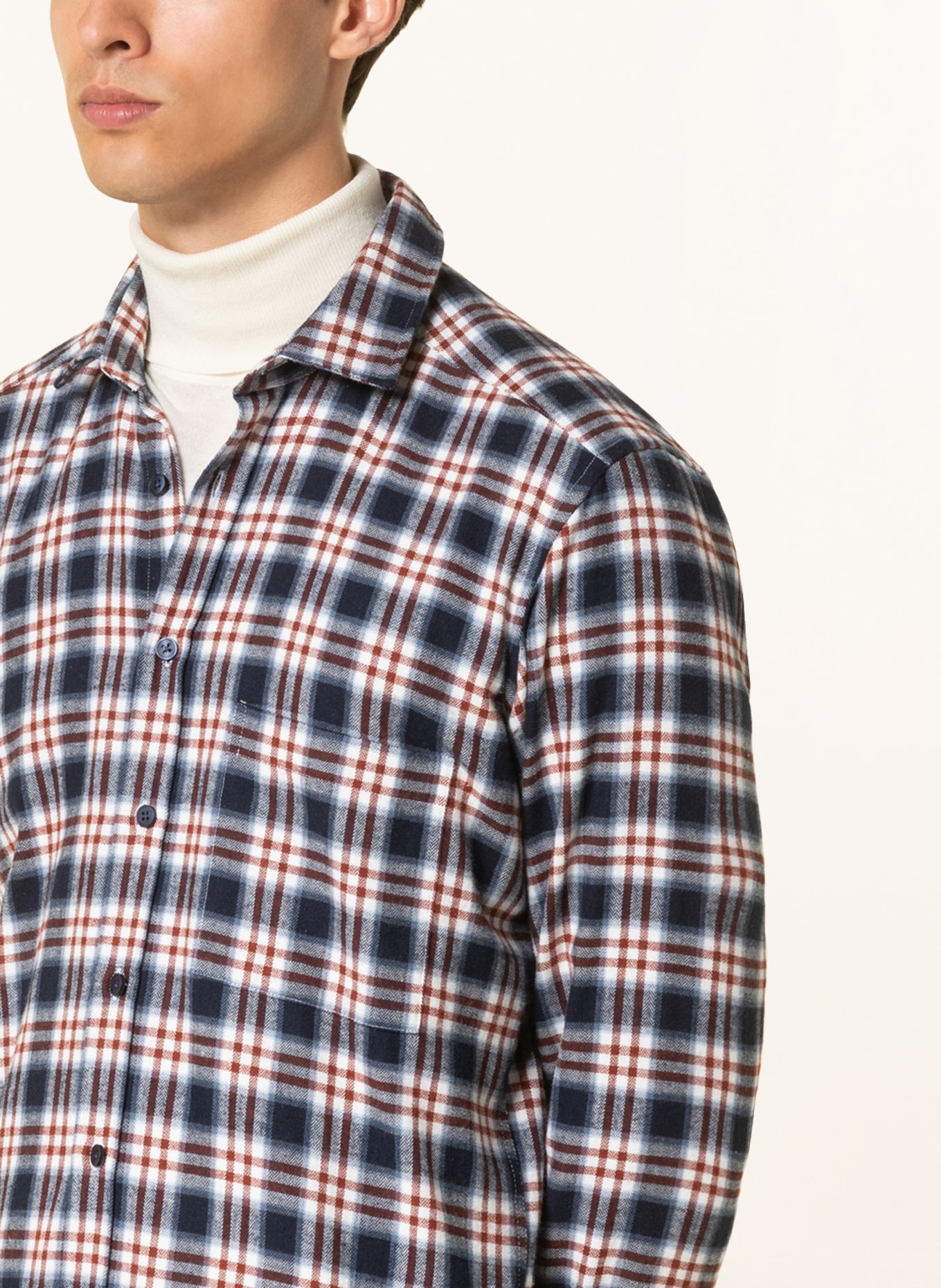 STROKESMAN'S Flannel shirt modern fit, Color: DARK BLUE/ WHITE/ RED (Image 4)