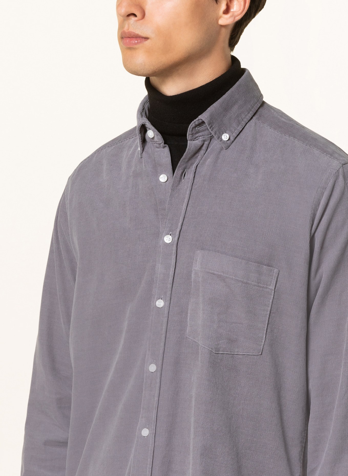 STROKESMAN'S Corduroy shirt modern fit , Color: GRAY (Image 4)