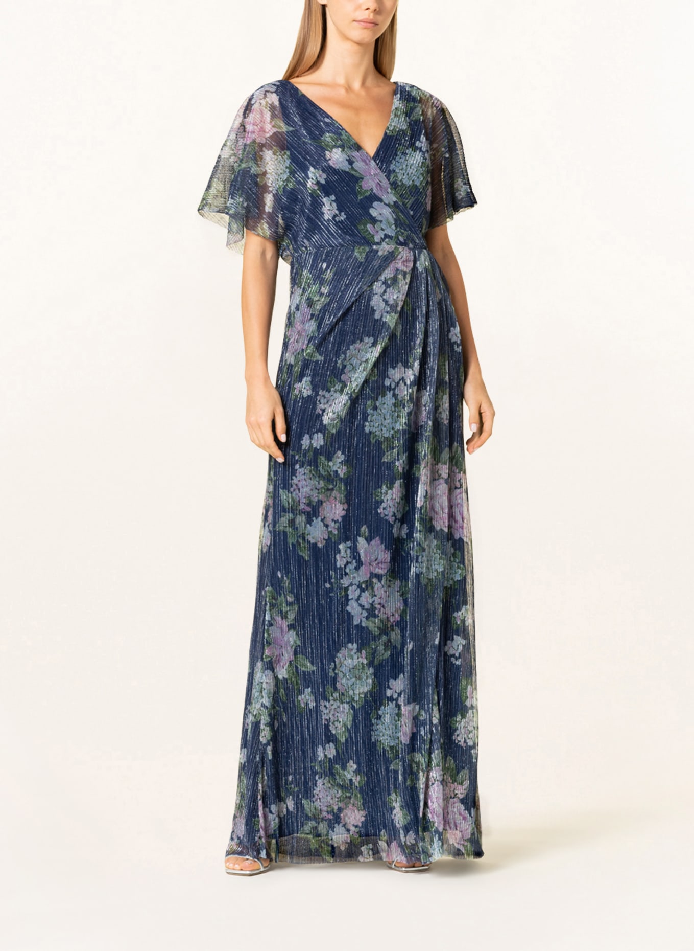 ADRIANNA PAPELL Abendkleid aus Mesh mit Glitzergarn, Farbe: DUNKELBLAU/ GRÜN/ HELLLILA (Bild 2)