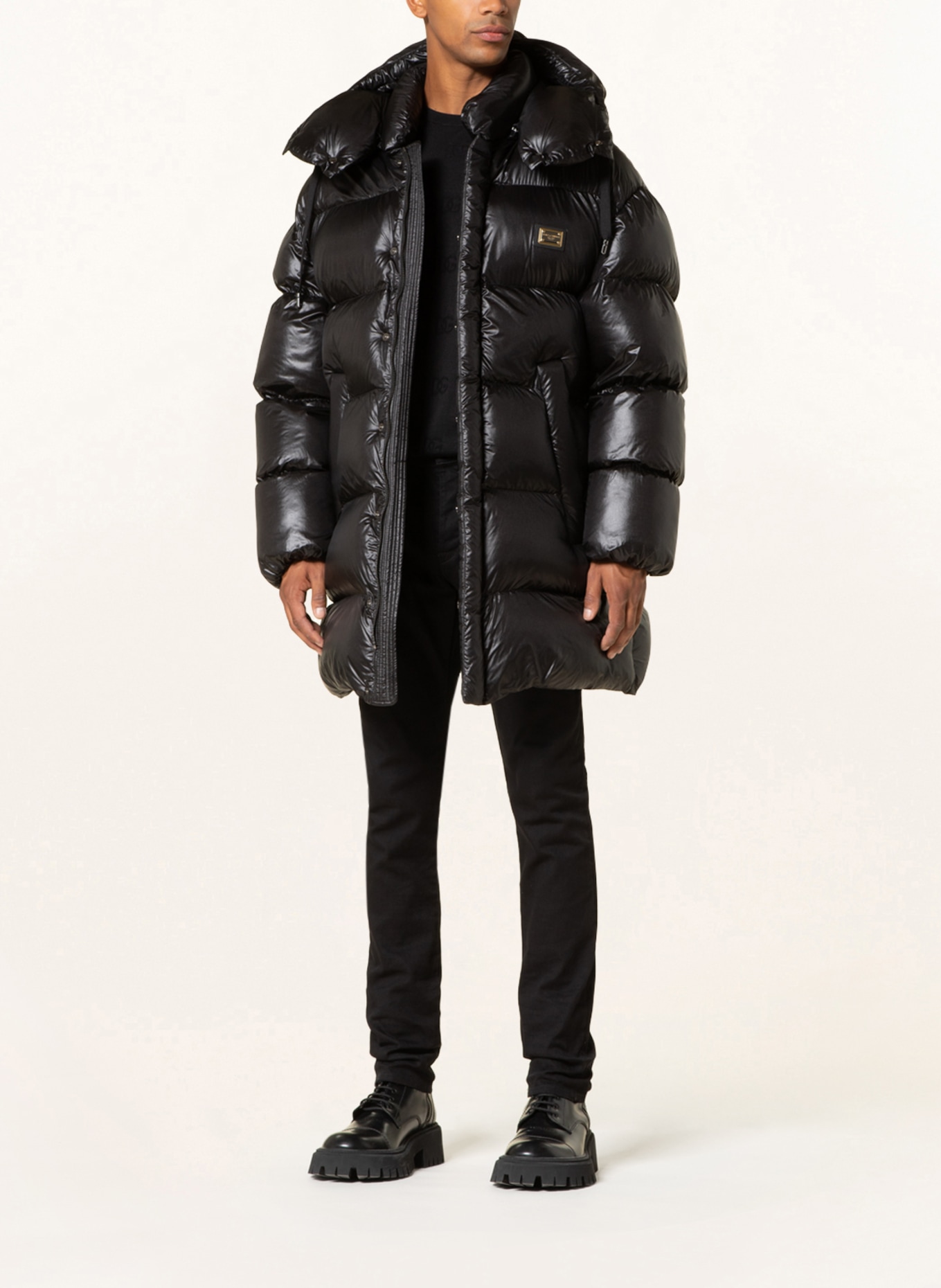 DOLCE & GABBANA Oversized quilted vest with removable hood , Color: BLACK (Image 2)